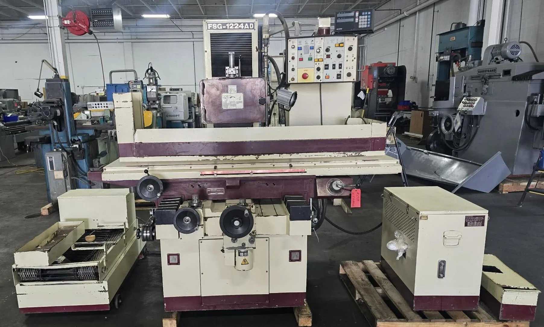 1995 CHEVALIER FSG-1224AD SURFACE GRINDER, 12X24 CAPACITY, 5HP, SONY DRO, COOLANT SYSTEM - SURFACE GRINDERS