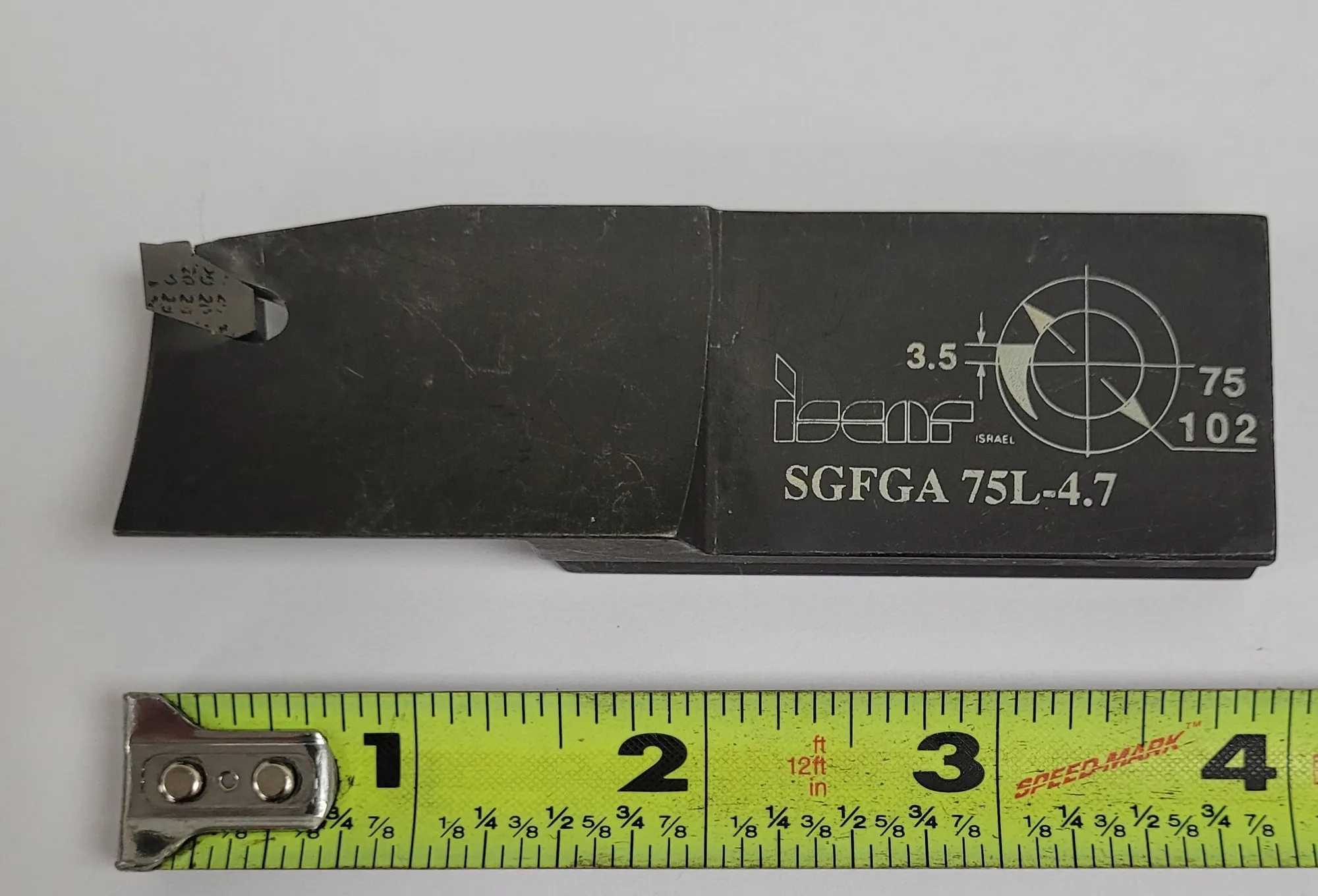 ISCAR SELF-GRIP SGFGA 75 L-4.7 PARTING & GROOVING BLADE, 3.98″ L, 1.25” W SHANK - MACHINING ACCESSORIES & TOOLING