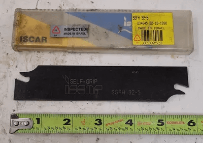 ISCAR SGFH 32-5 SELF-GRIP PARTING & GROOVING BLADE, 1.26" SHANK, MAX CUT WIDTH 0.217" - MACHINE TOOLING