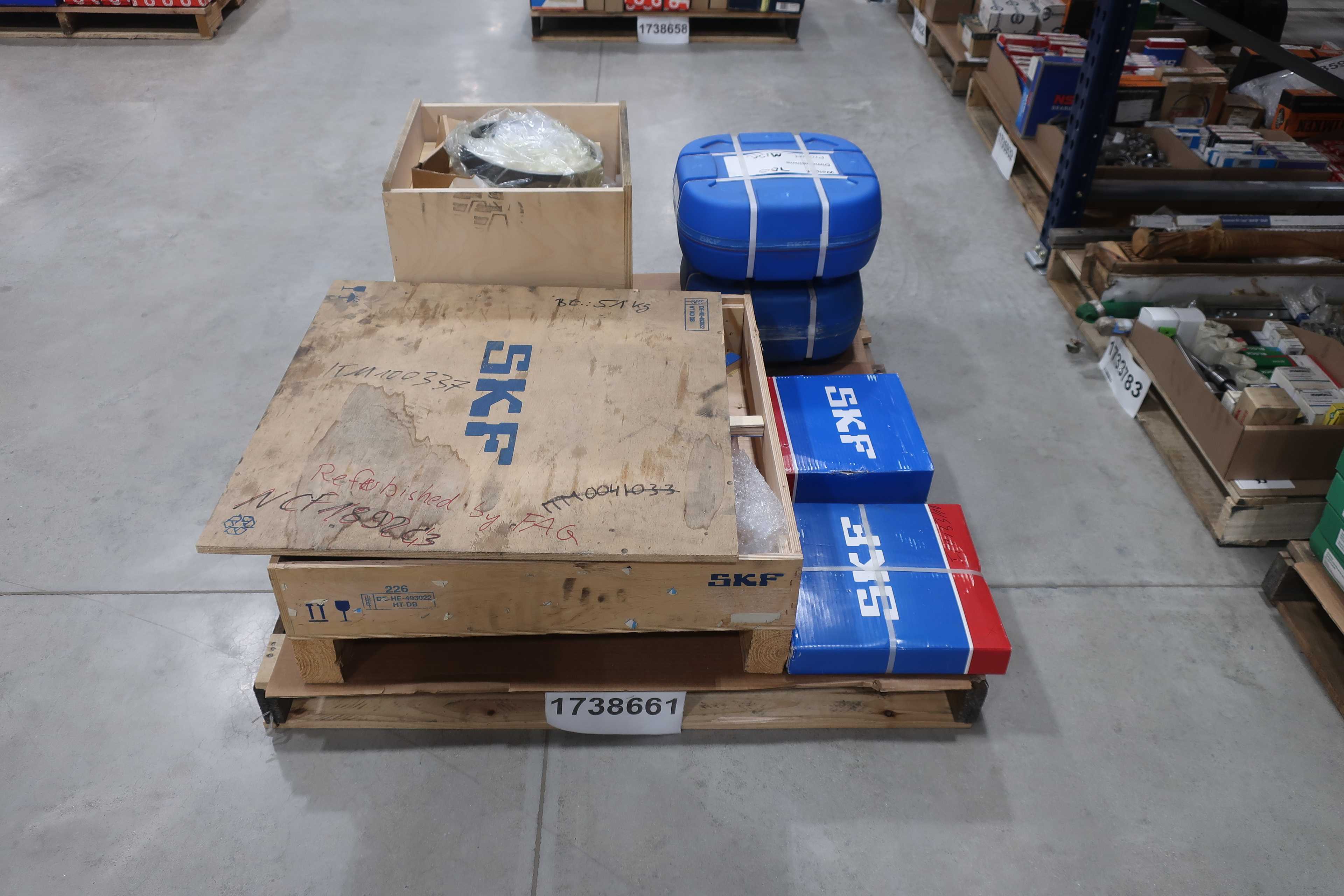 SKU 1738661 - PALLET OF ASSORTED SKF ROLLER BEARINGS - 