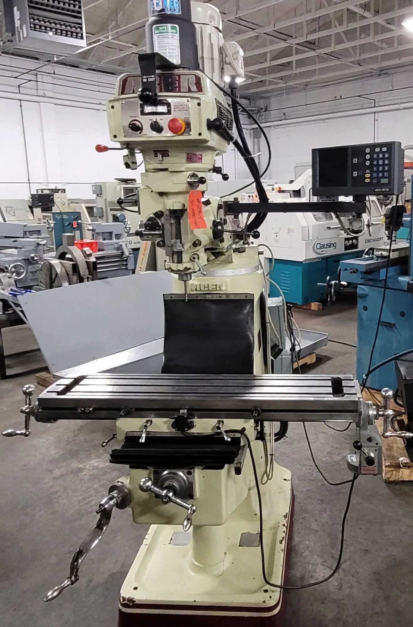 2001 ACER E-MILL EVS-3VS VERTICAL MILLING MACHINE, 3 HP, 9" X 42" TABLE, ACURITE 2-AXIS DRO - VERTICAL MILLING MACHINES