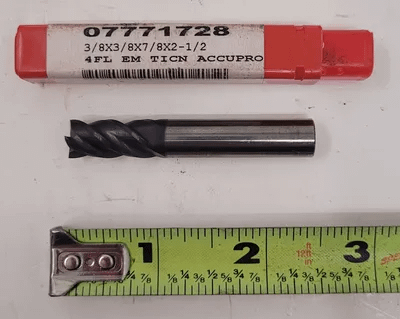 ACCUPRO 4 FLUTE CARBIDE SQUARE END MILL, .375" CUTTER DIAMETER, 2.5" OAL, TICN COATING, 20 PCS - MACHINE TOOLING