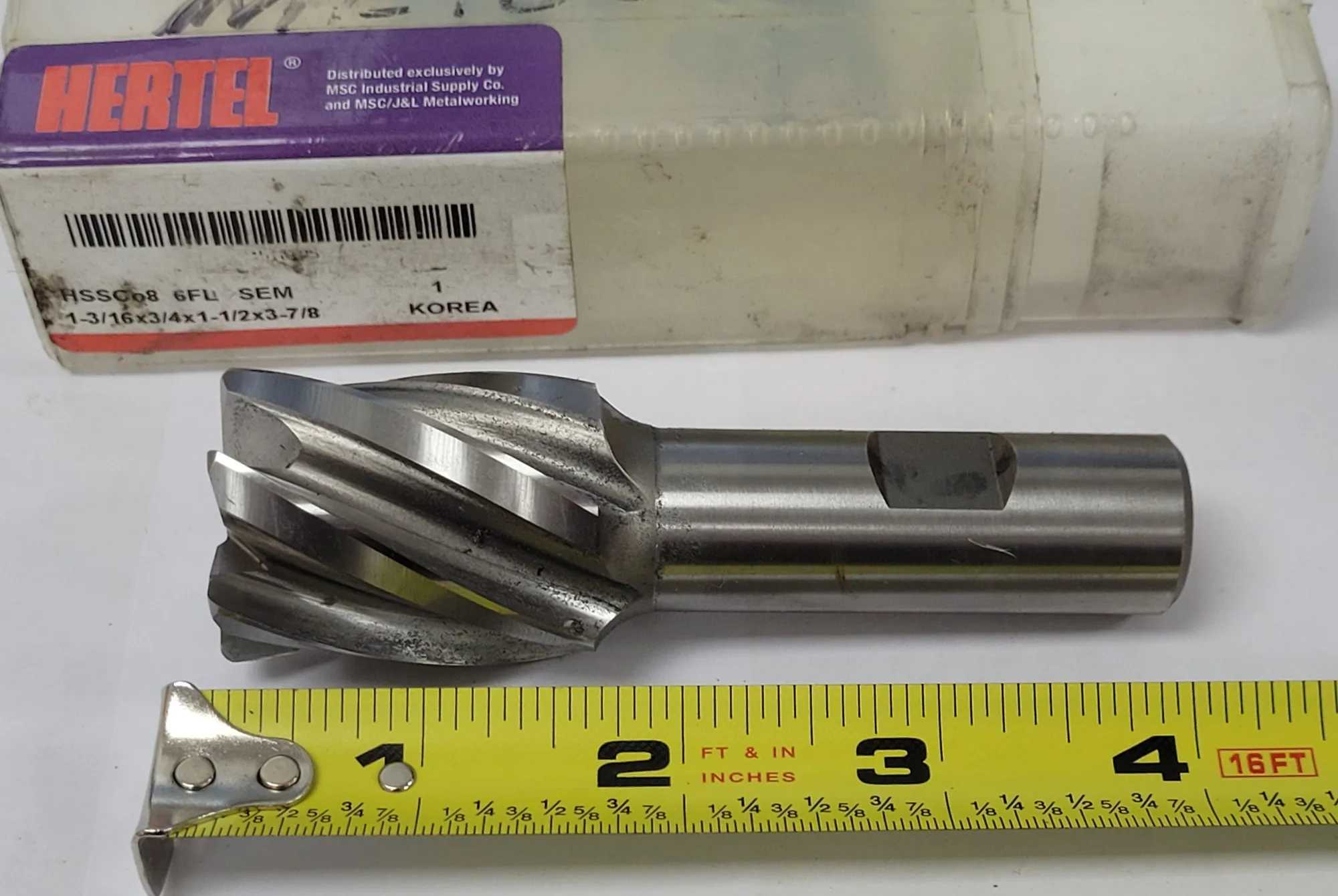 HERTEL HSS CO8 6FL SEM COBALT SQUARE END MILL, 1-3/16" DIAMETER, 6 FLUTES, RIGHT HAND CUT - MACHINE TOOLING