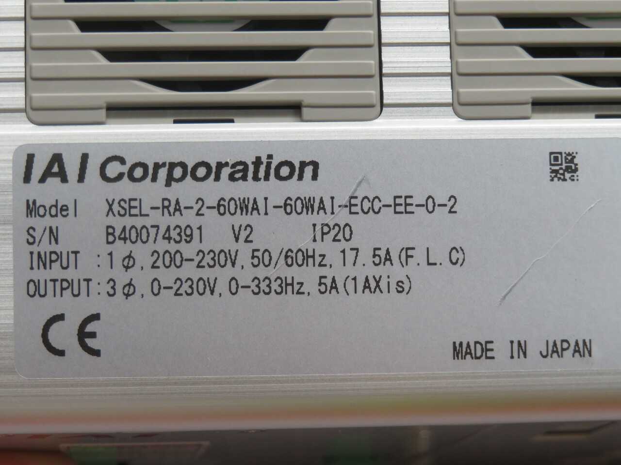 IAI XSEL-RA-2-60WAI-60WAI-ECC-EE-0-2 ROBOT CONTROLLER, 2X 60W AMP, 8 AXIS, 2400W 6 AXIS - AUTOMATION & CONTROLS