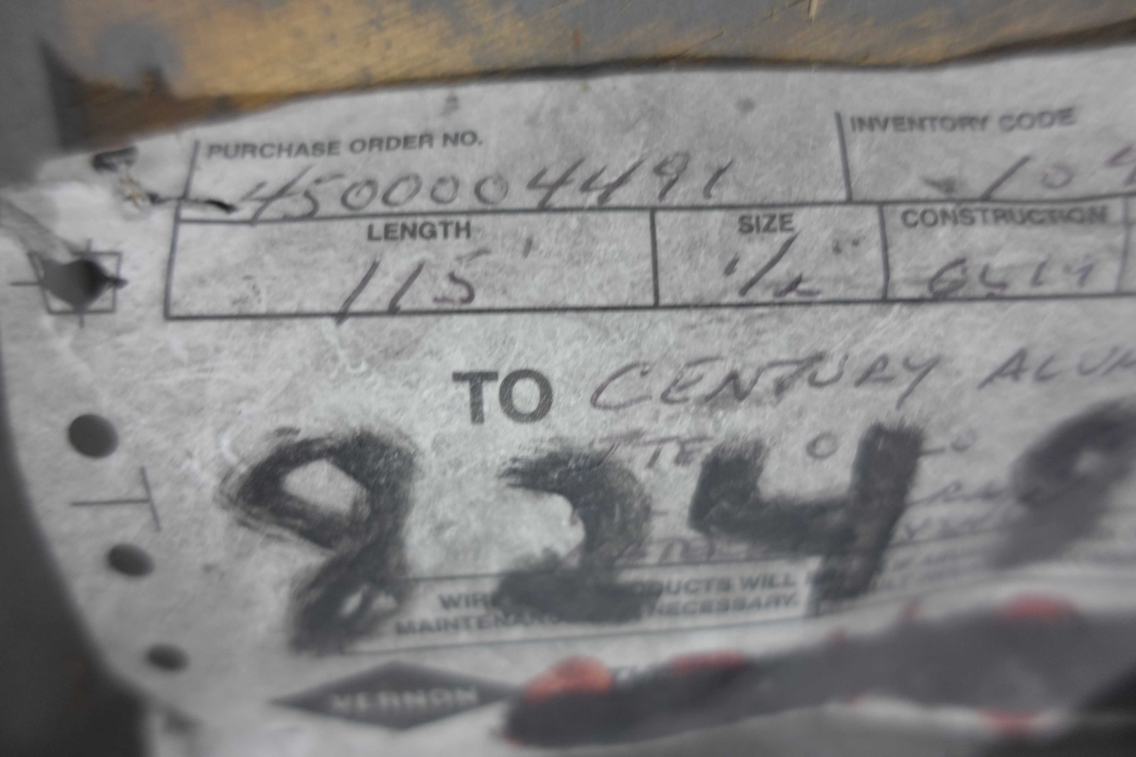 SKU 1760414 - PALLET OF ASSORTED SPOOLS OF WIRE ROPE - LIFTING EQUIPMENT