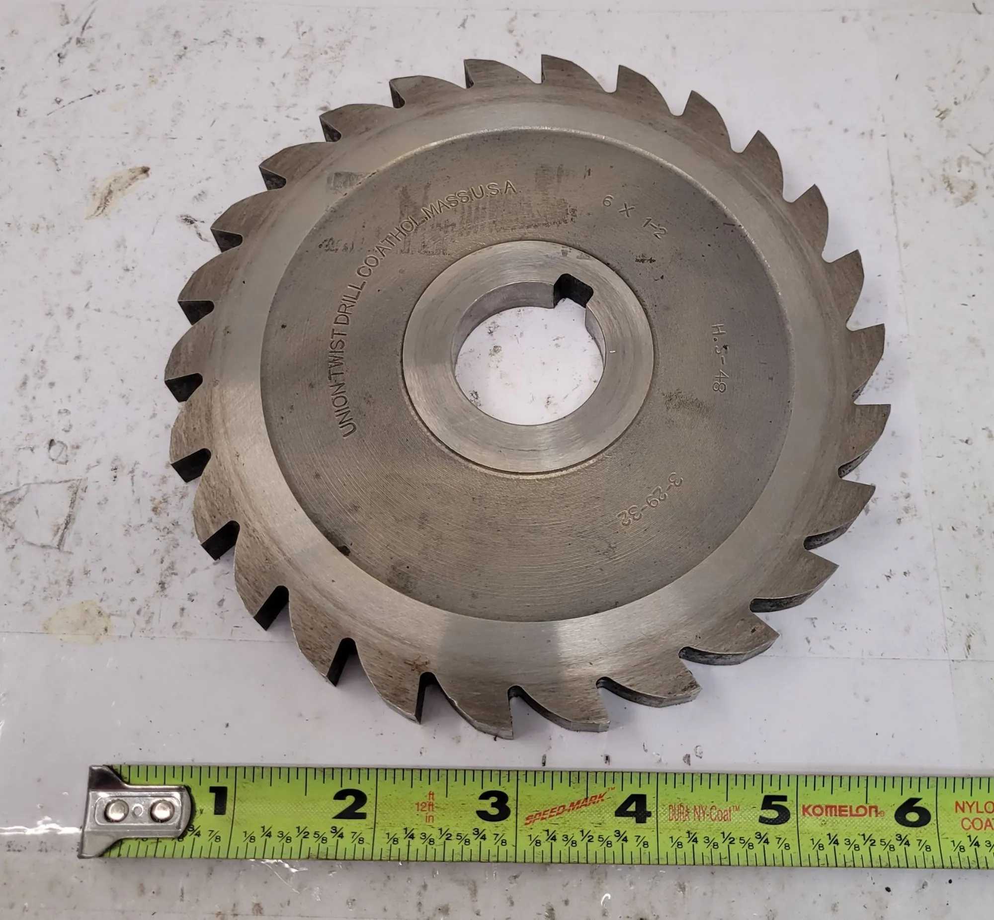 UNION TWIST DRILL CO. HS-48 SAWMILL, 6” DIA, 0.5” THK, 1.25” ARBOR, 26 TEETH - MACHINE TOOLING