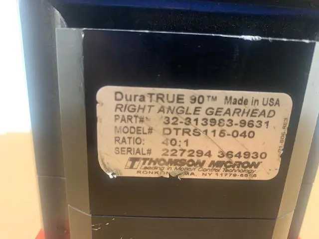 THOMAS MICRON DURATRUE 90 RIGHT ANGLE GEARHEAD DTRS115-040, RATIO 40:1 - MACHINE TOOLING