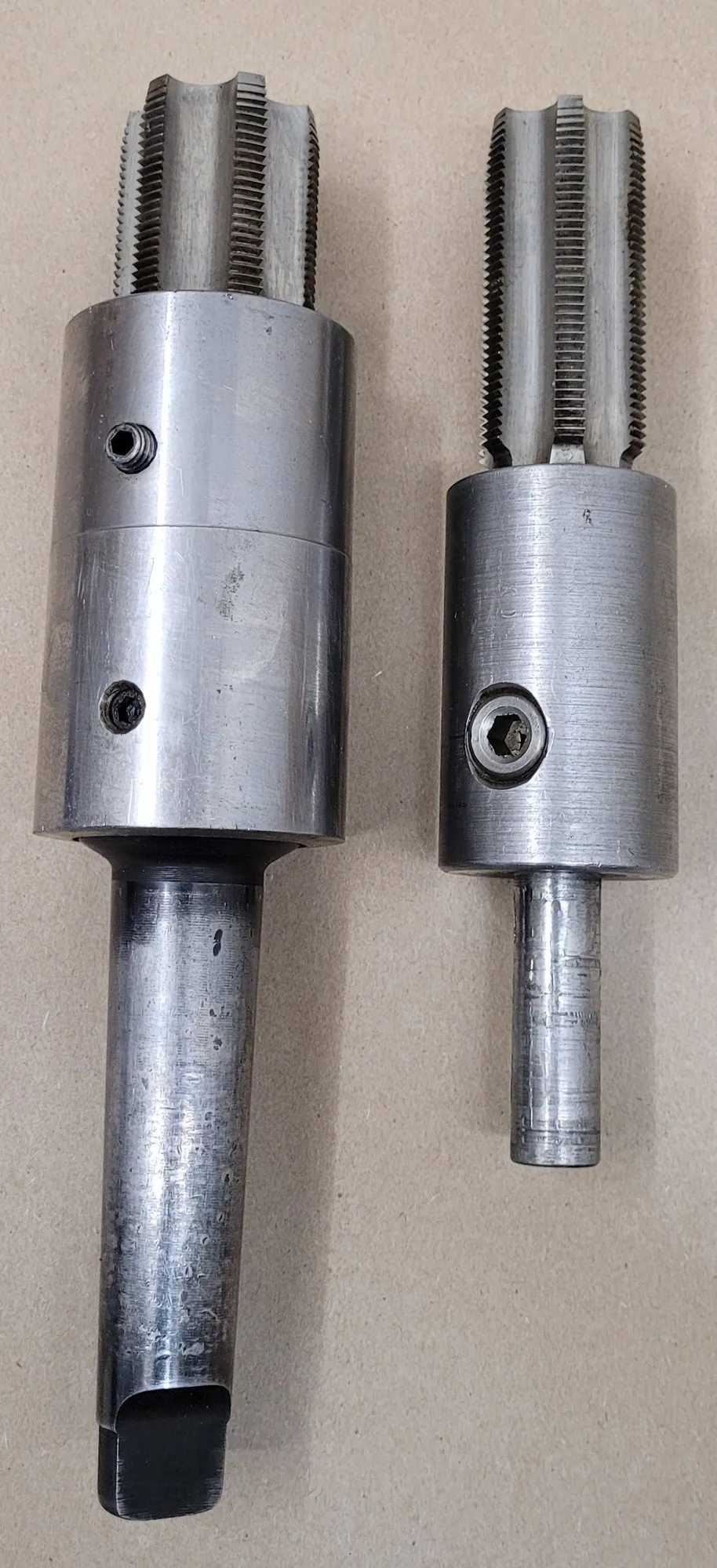 6-FLUTE TAP SET, 4MT ARBOR & 18MM STRAIGHT SHANK, 1.75" & 1.5" TAP SIZES - MACHINE TOOLING