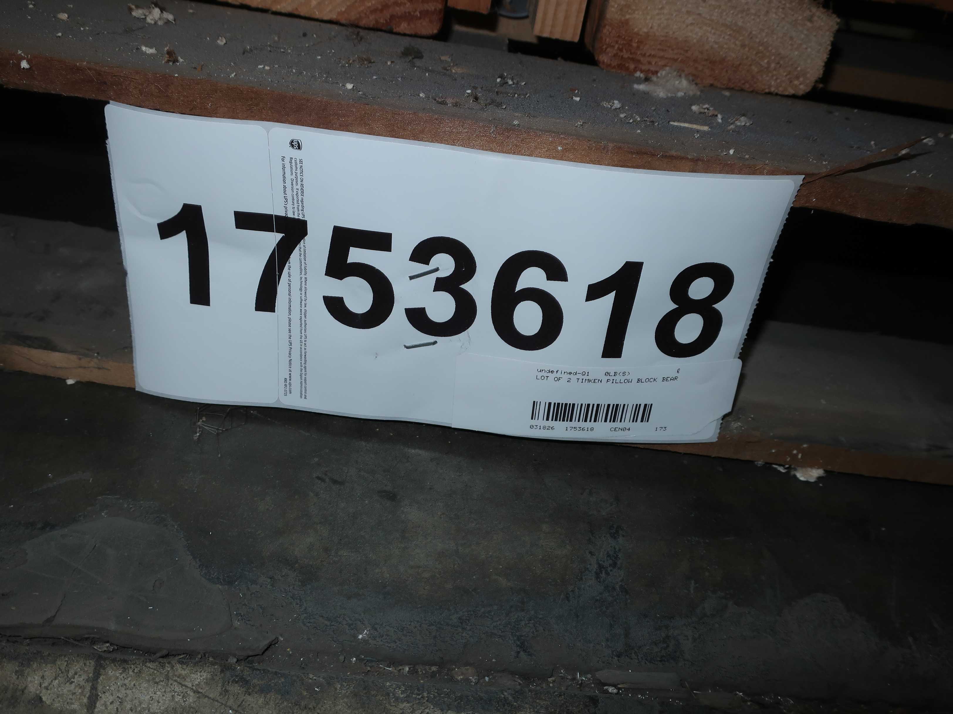 SKU 1753618 - LOT OF 2 TIMKEN PILLOW BLOCK BEARINGS - BEARINGS