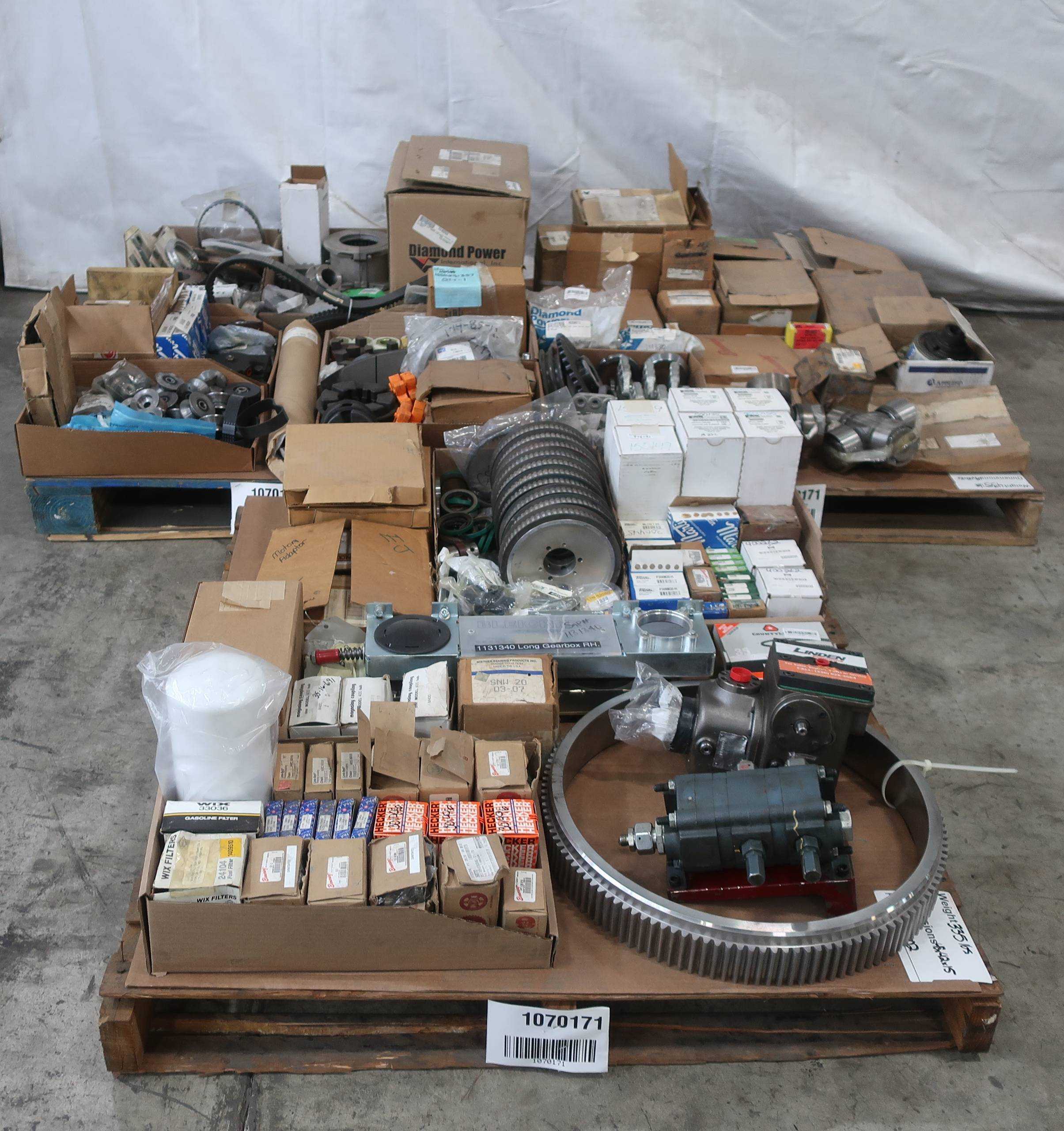 3 PALLETS OF ASSORTED POWER TRANSMISSION REPLACEMENT PARTS