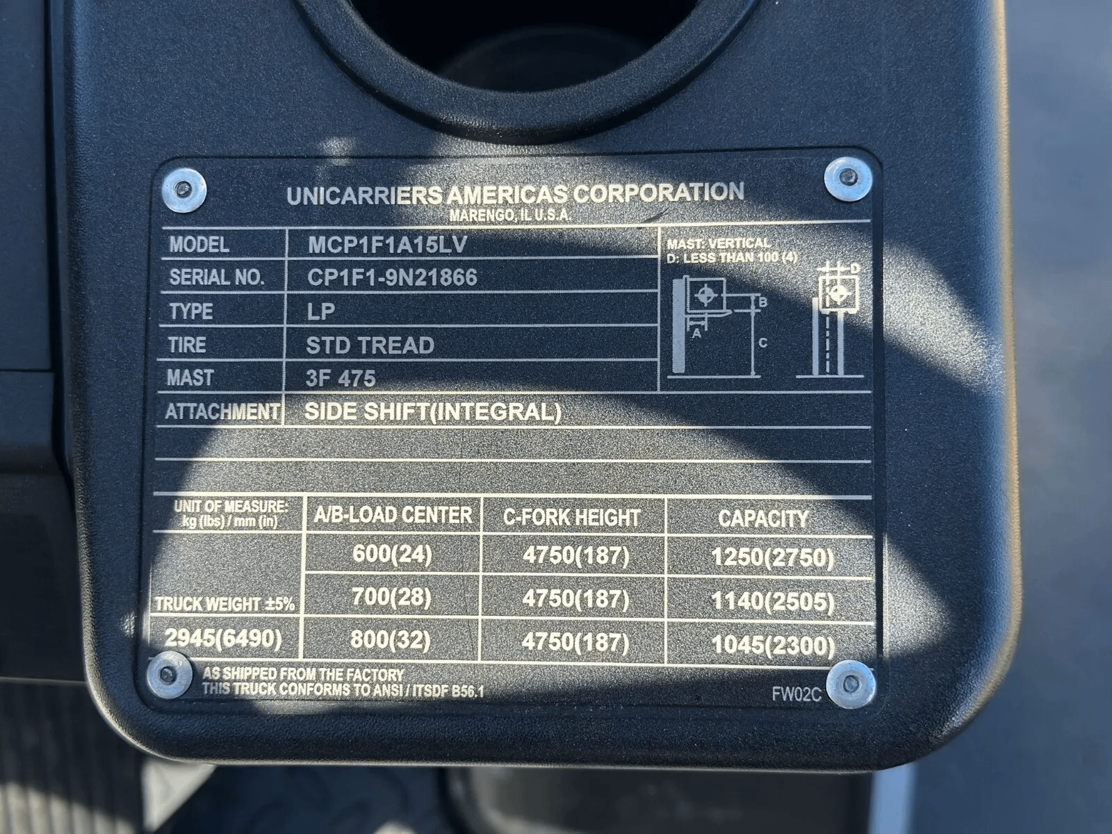 2017 UNICARRIERS NISSAN MCP1F1A15LV SIT-DOWN FORKLIFT - SIT-DOWN FORKLIFTS
