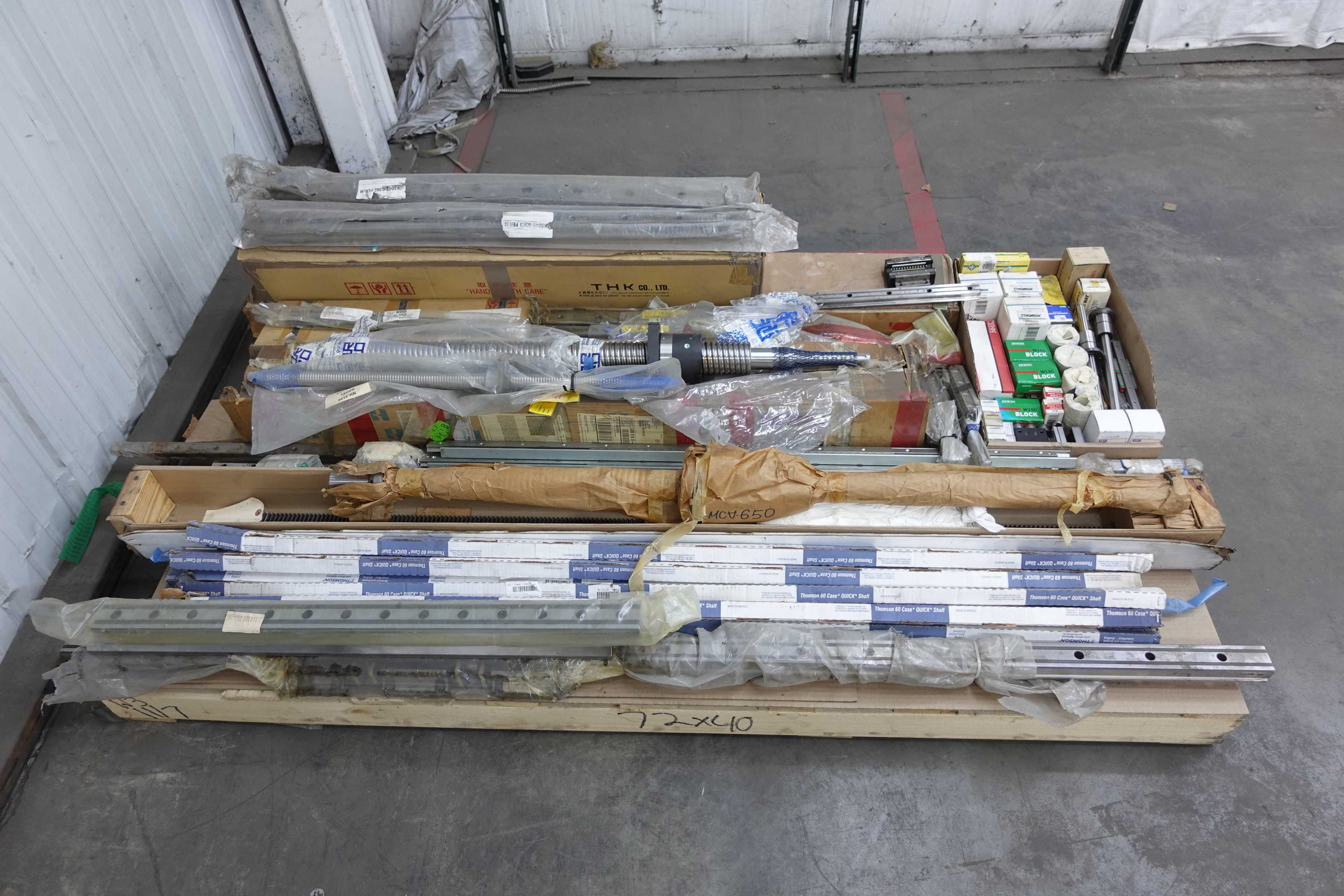 SKU 1733783 - PALLET OF ASSORTED LINEAR BEARINGS, RAILS, GIDES AND BALL SCREW ASSEMBLIES - BEARINGS