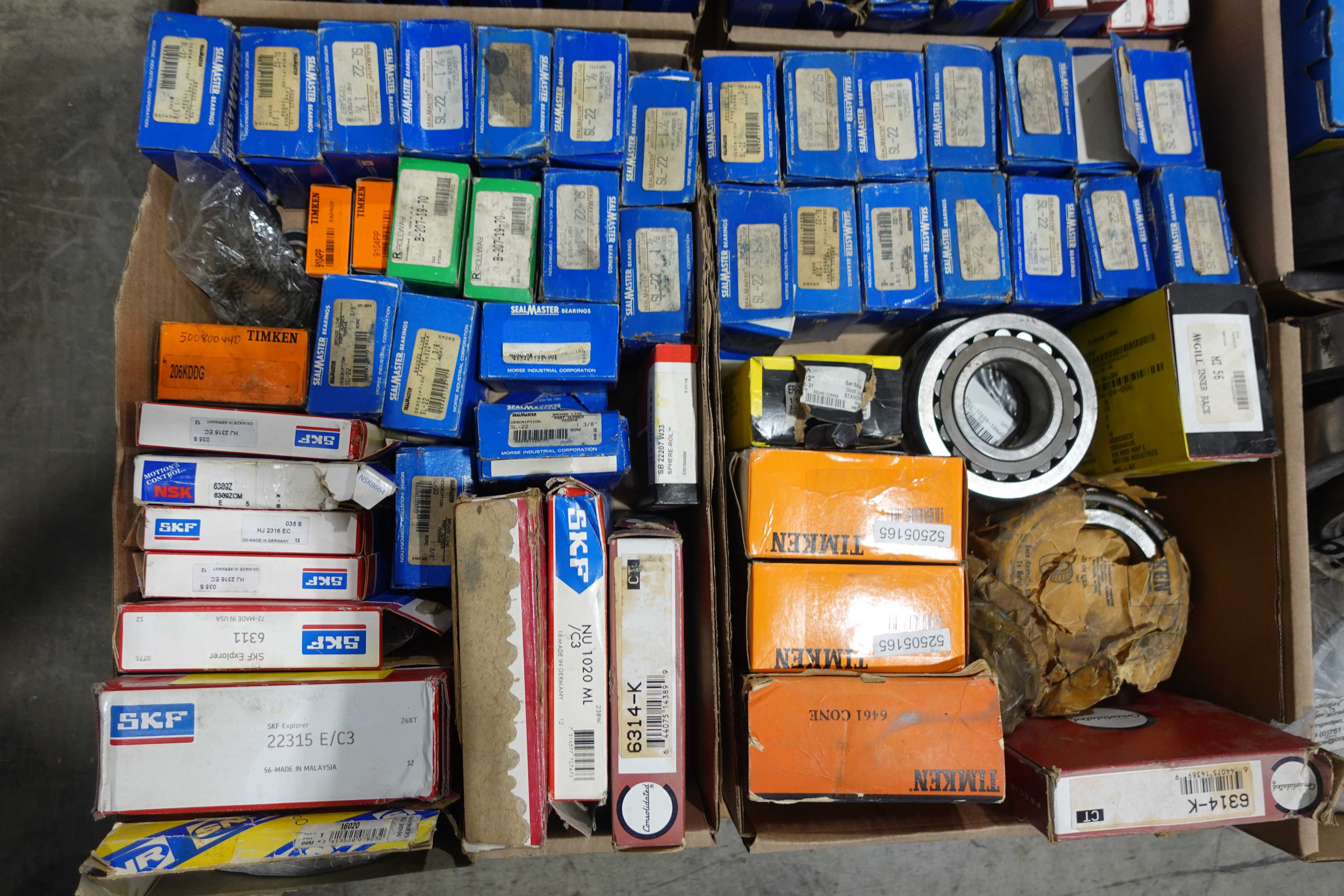 SKU 1748141 - PALLET OF ASSORTED BEARINGS, ROLLER, BALL, NEEDLE, CAM FOLLOWERS, INSERT, MOUNTED - BEARINGS