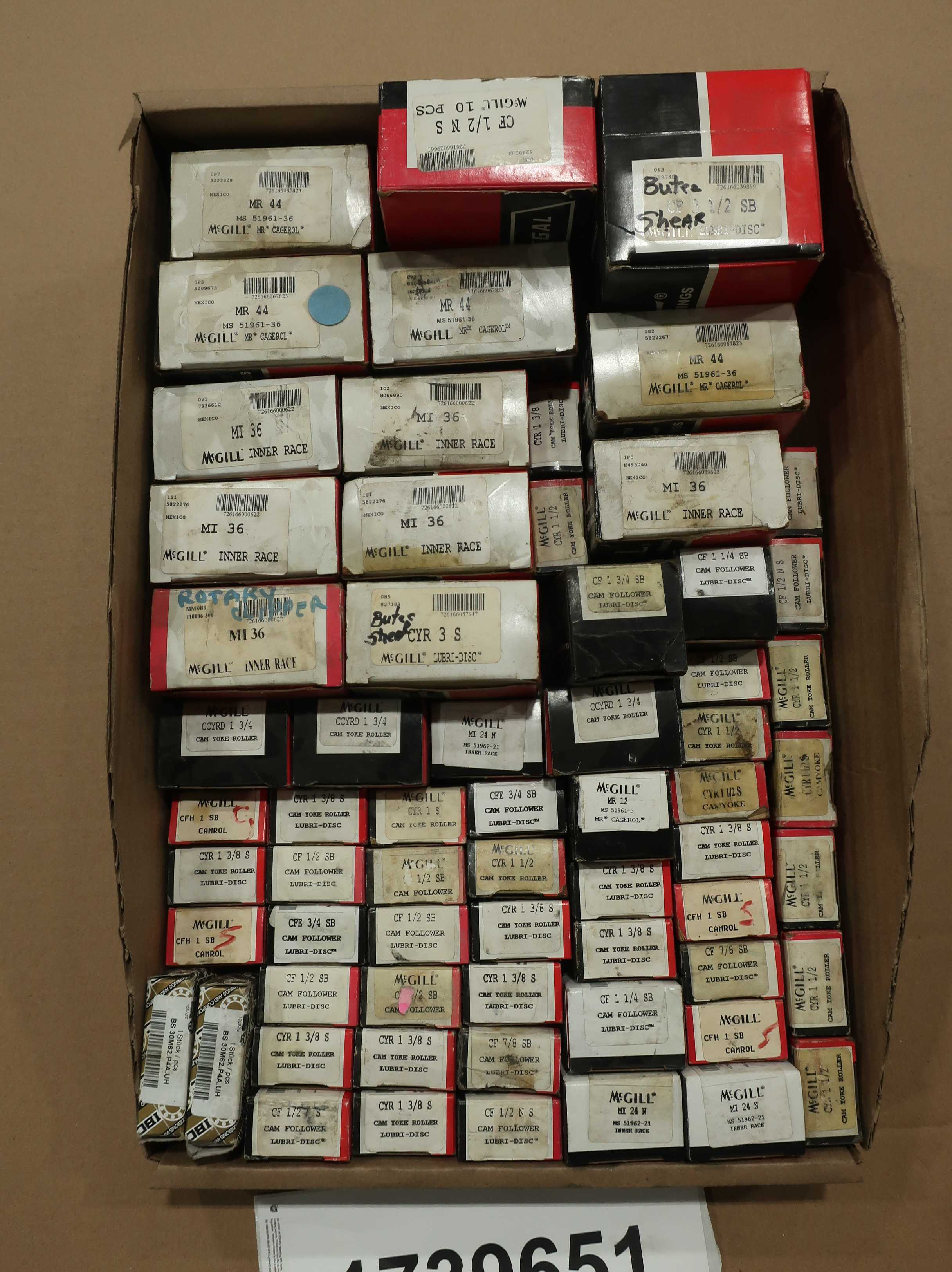 SKU 1739651 - TOTE OF ASSORTED PRECISION BEARINGS, MCGILL, IBC - BEARINGS