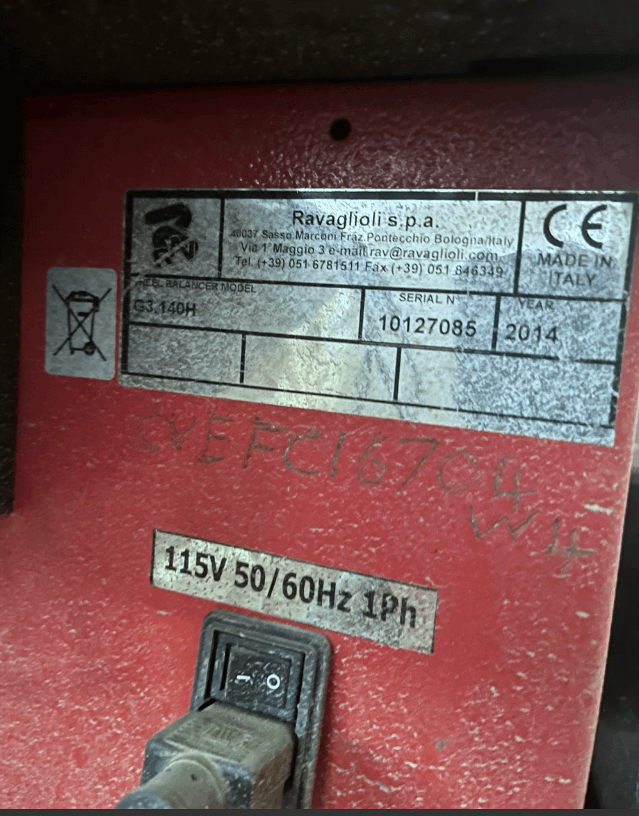2014 RAVAGLIOLI G3.140H TIRE BALANCER - AUTO SHOP EQUIPMENT