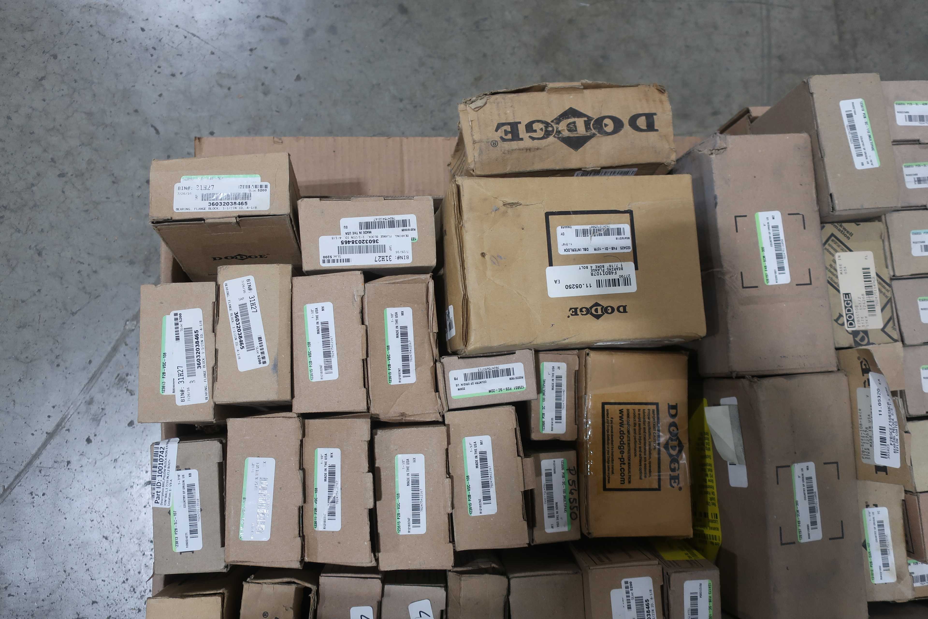 SKU 1749464 - PALLET OF ASSORTED DODGE FLANGED BEARINGS - BEARINGS