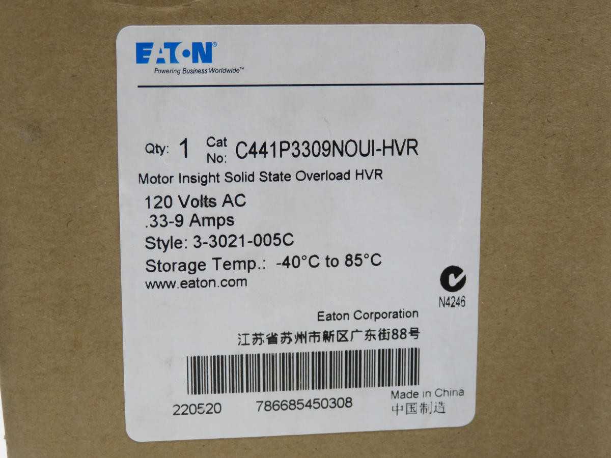 EATON C441P3309NOUI-HVR ELECTRONIC OVERLOAD RELAY, 110-120 VAC CTRL, 0.33-9 A CURRENT - PROTECTION RELAY