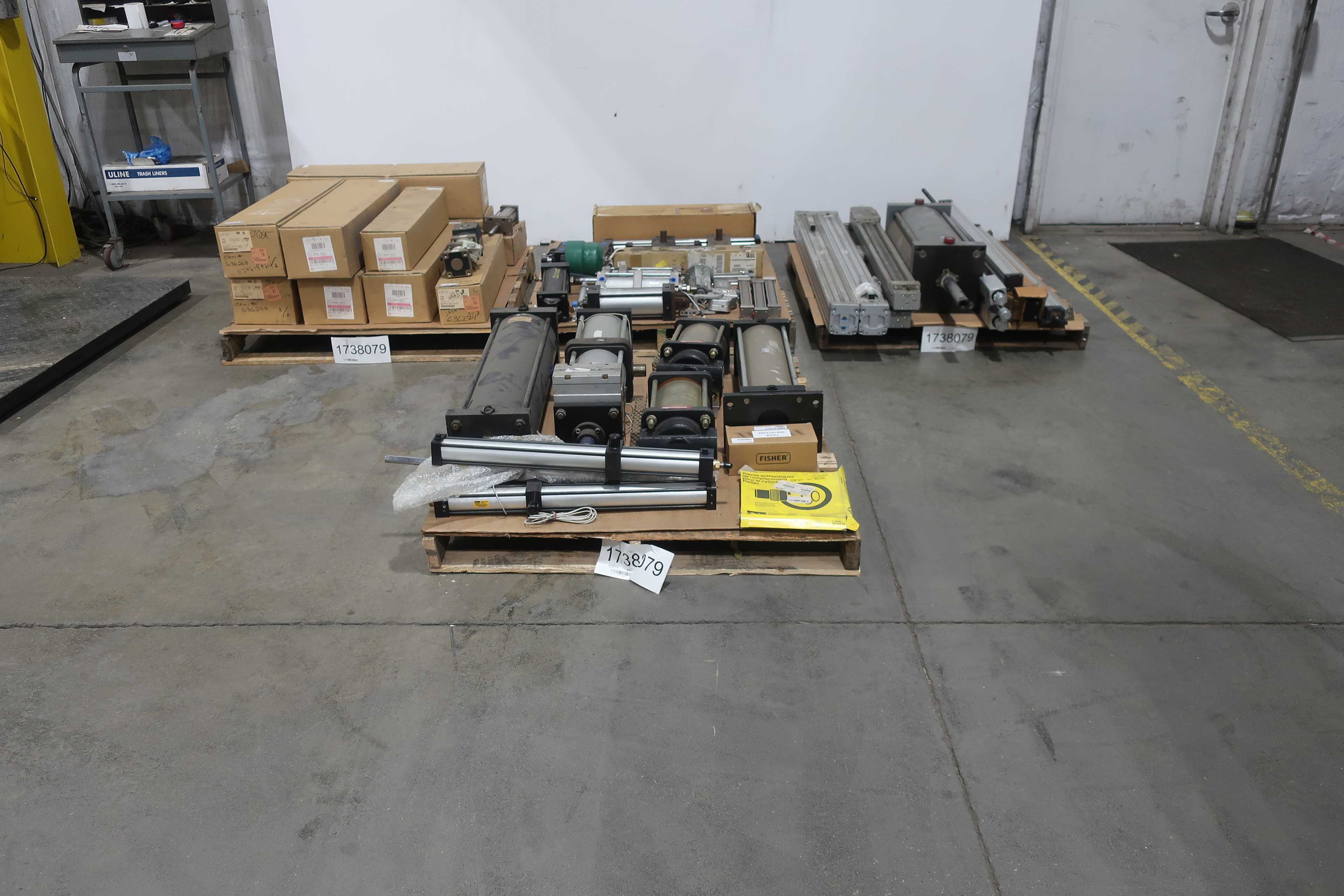 SKU 1738079 - 4 PALLETS OF ASSORTED PNEUMATICS - PNEUMATIC PARTS