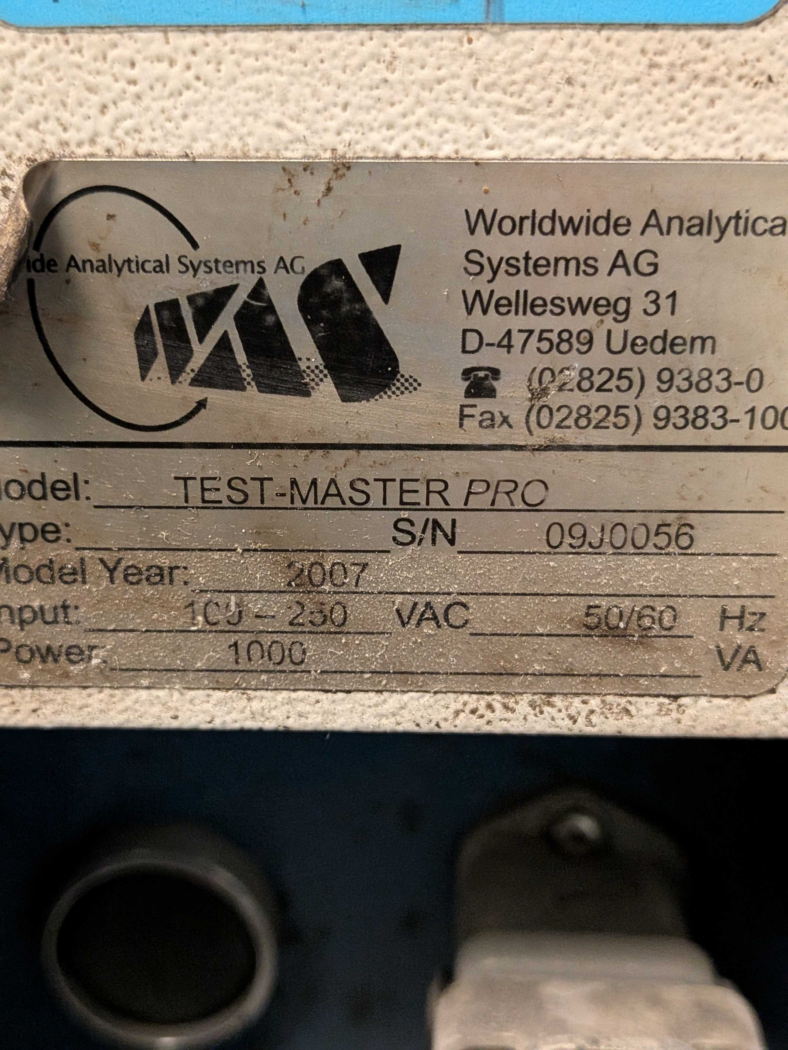 2007 WAS TEST-MASTER PRO MOBILE OES, 185-672NM, MULTI-CCD, DSP, UV-PRO, TOUCHSCREEN, 110/230V - INSPECTION & MEASUREMENT