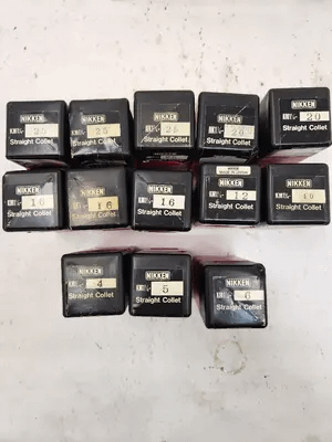 NIKKEN KM1 1/4 STRAIGHT COLLETS SET, 9 INCH SIZES: 1" TO 3/16" - MACHINE TOOLING