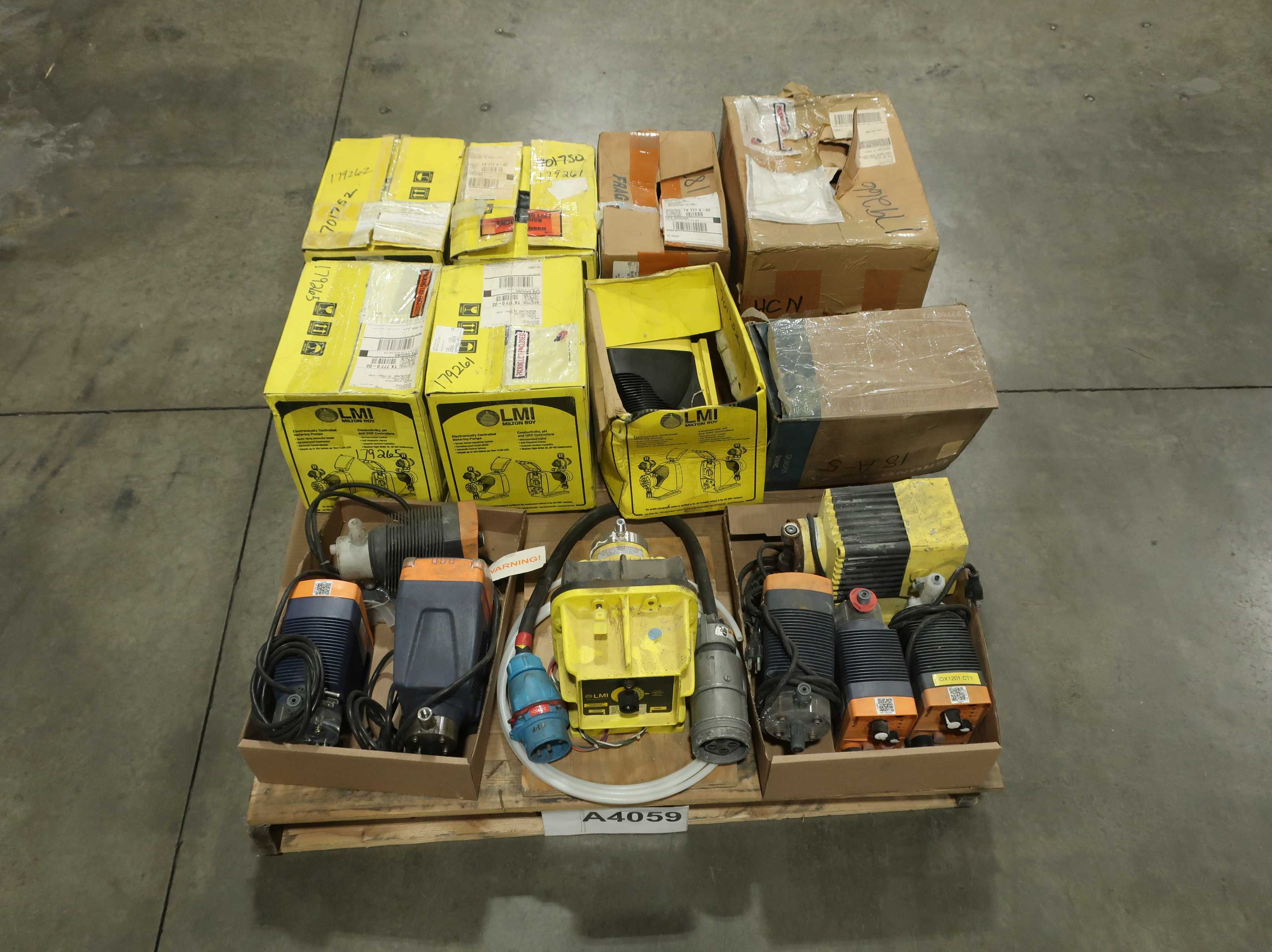 PALLET OF ASSORTED METERING PUMPS, MILTON ROY, LMI, PROMINENT - METERING PUMP