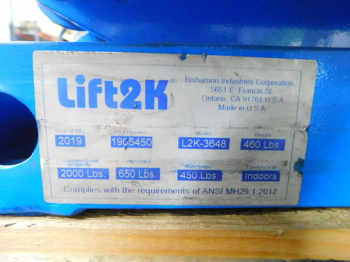 BISHAMON LIFT2K L2K-3648 TABLE LIFTS, 2000 LB PAYLOAD, 8.5-38.5 IN LIFT HEIGHT, 1 HP POWER - SCISSOR LIFTS