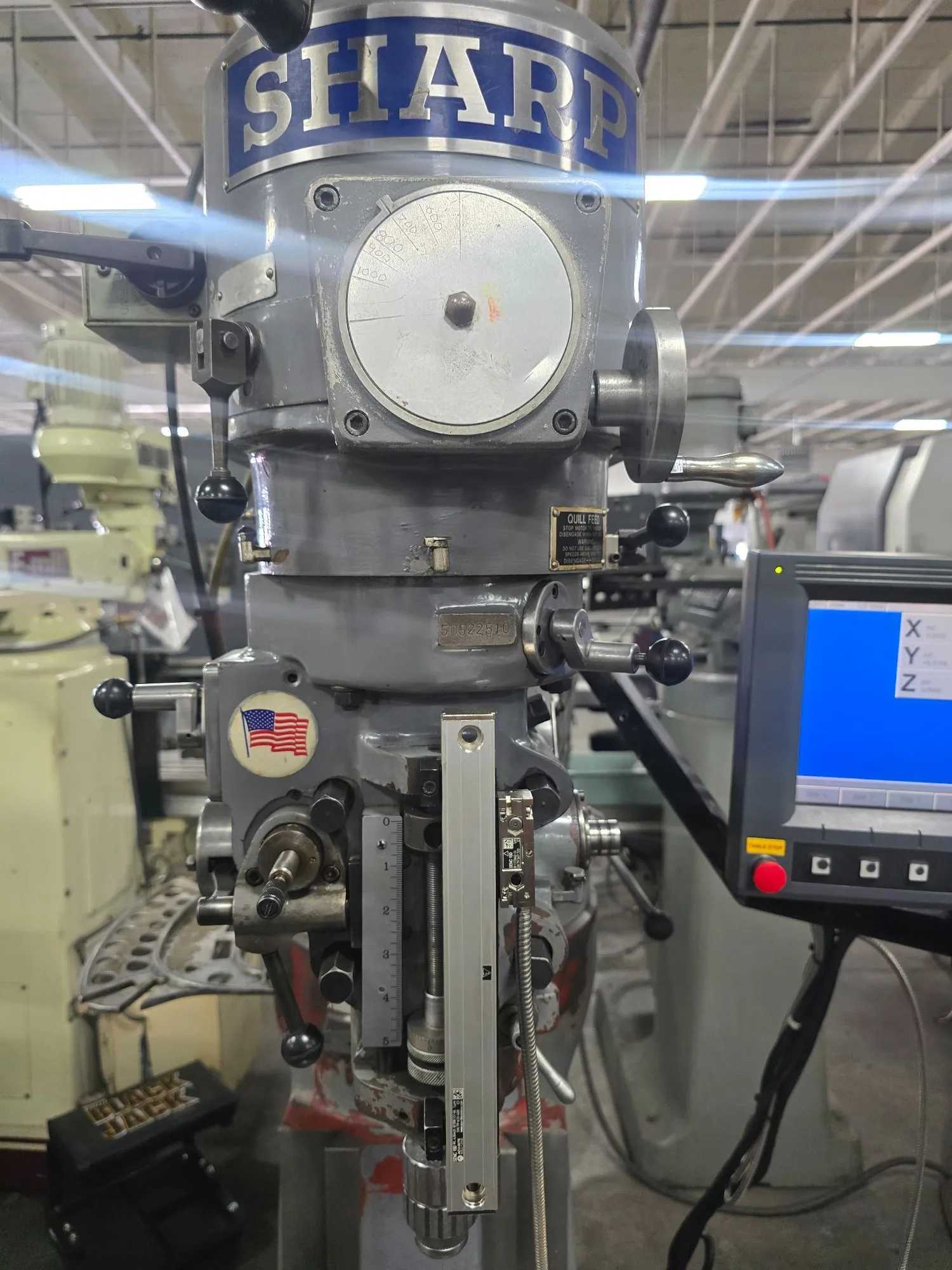 SHARP LMV/MP-2 CNC VERTICAL KNEE MILL - ACURITE MP2, 9X42 TBL, 25X/11Y/5Z TRAVEL, 3HP - VERTICAL MACHINING CENTERS