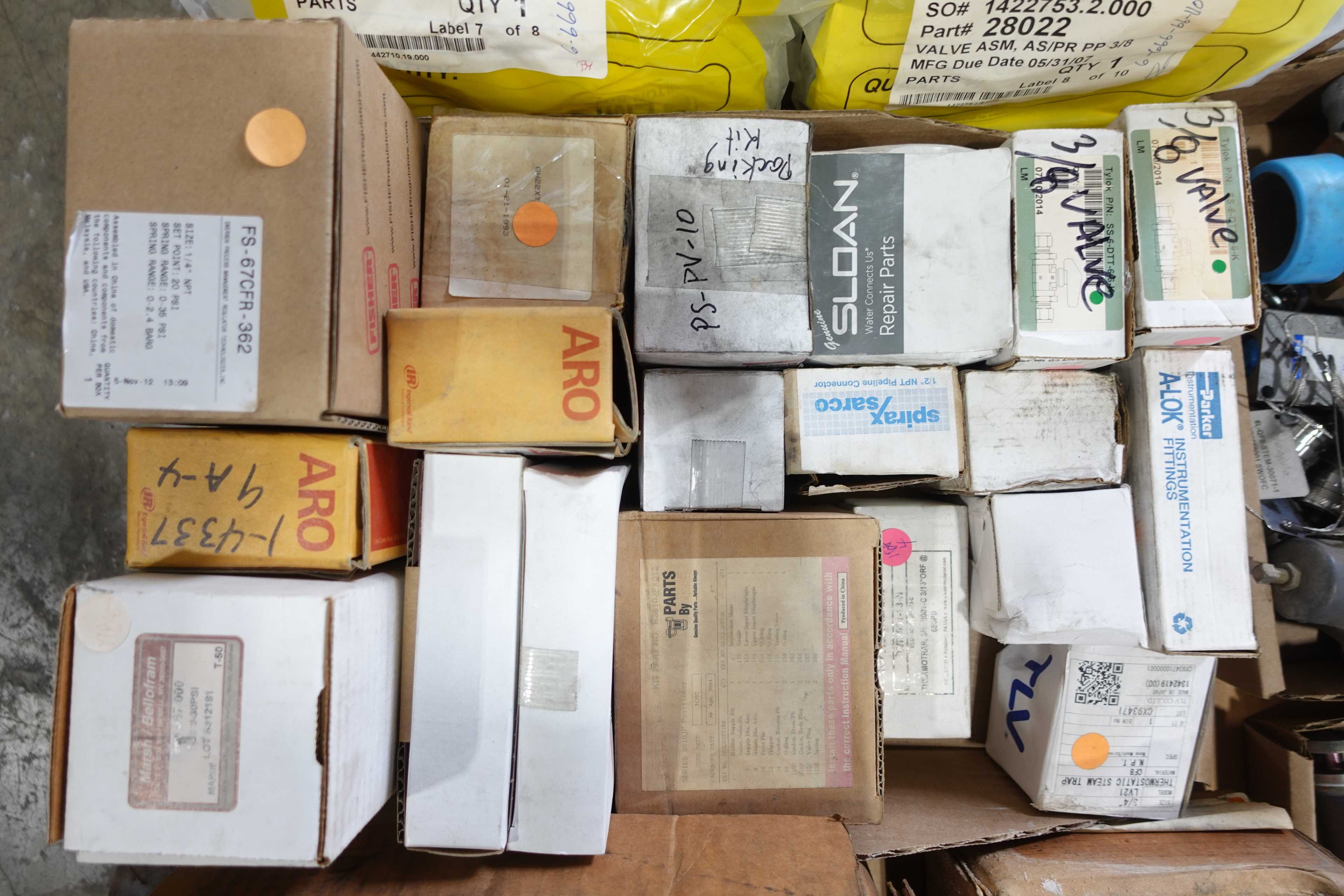3 PALLETS OF ASSORTED VALVES AND VALVE PARTS - VALVES
