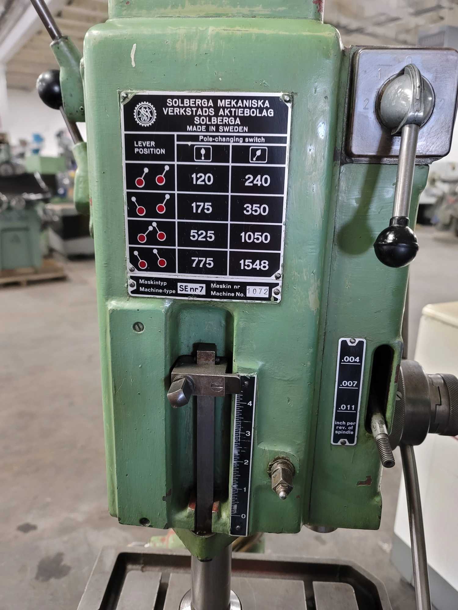 SOLBERGA 22" GEARED HEAD DRILL PRESS MODEL SE NR7 - UPRIGHT DRILL PRESSES