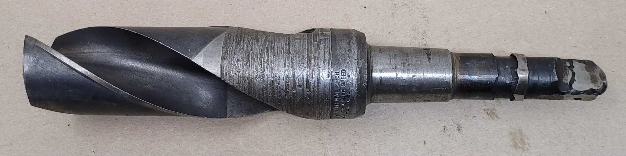 NATIONAL 2-INCH TWIST DRILL, 4MT SHANK, 12" OAL, 6" FLUTE, 5" SHANK, 2 SPIRAL FLUTES - MACHINE TOOLING