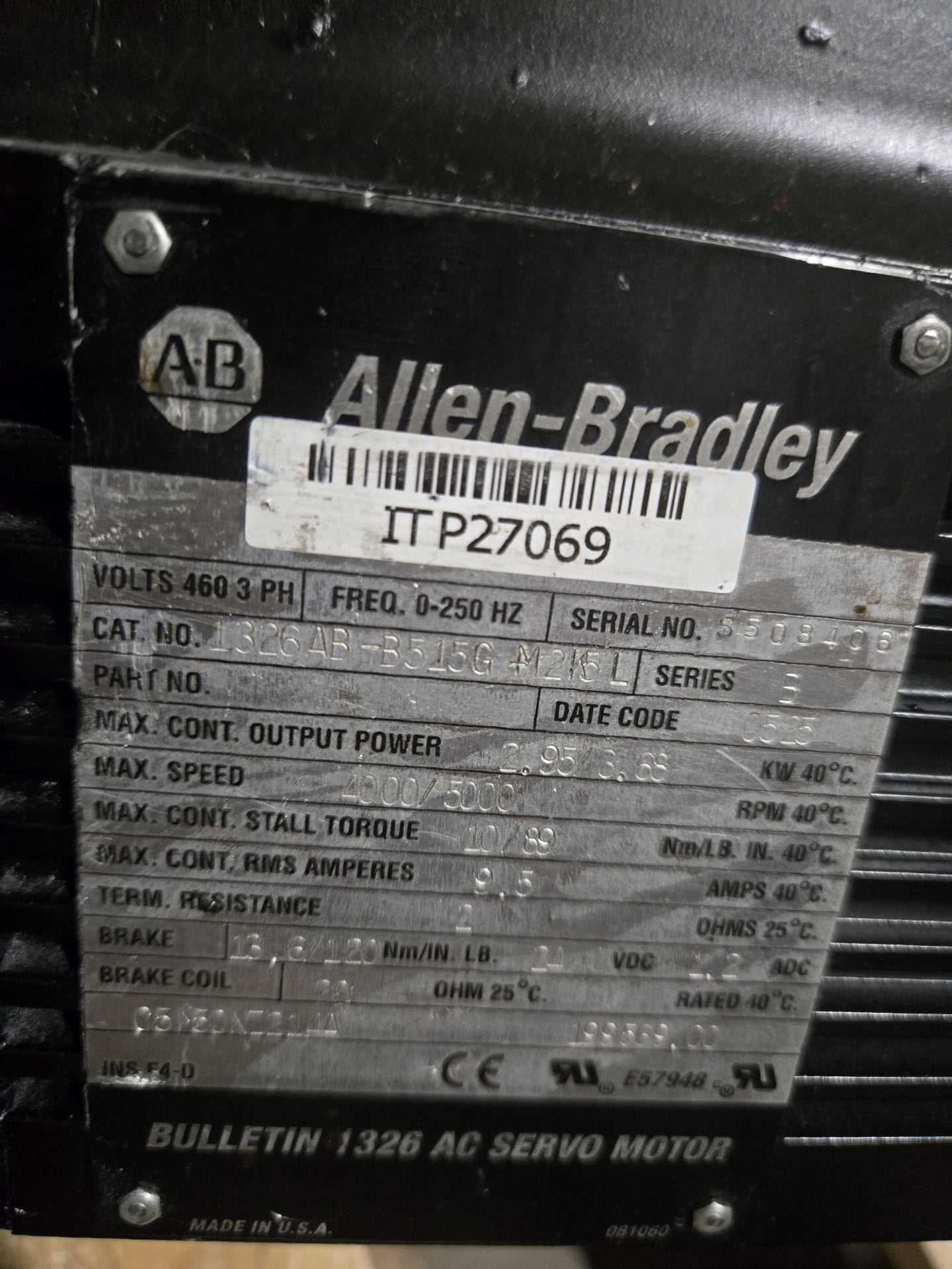 ALLEN-BRADLEY 1326AB-B515G-M215L BULLETIN 1326 AC SERVO MOTOR - SERVO MOTORS