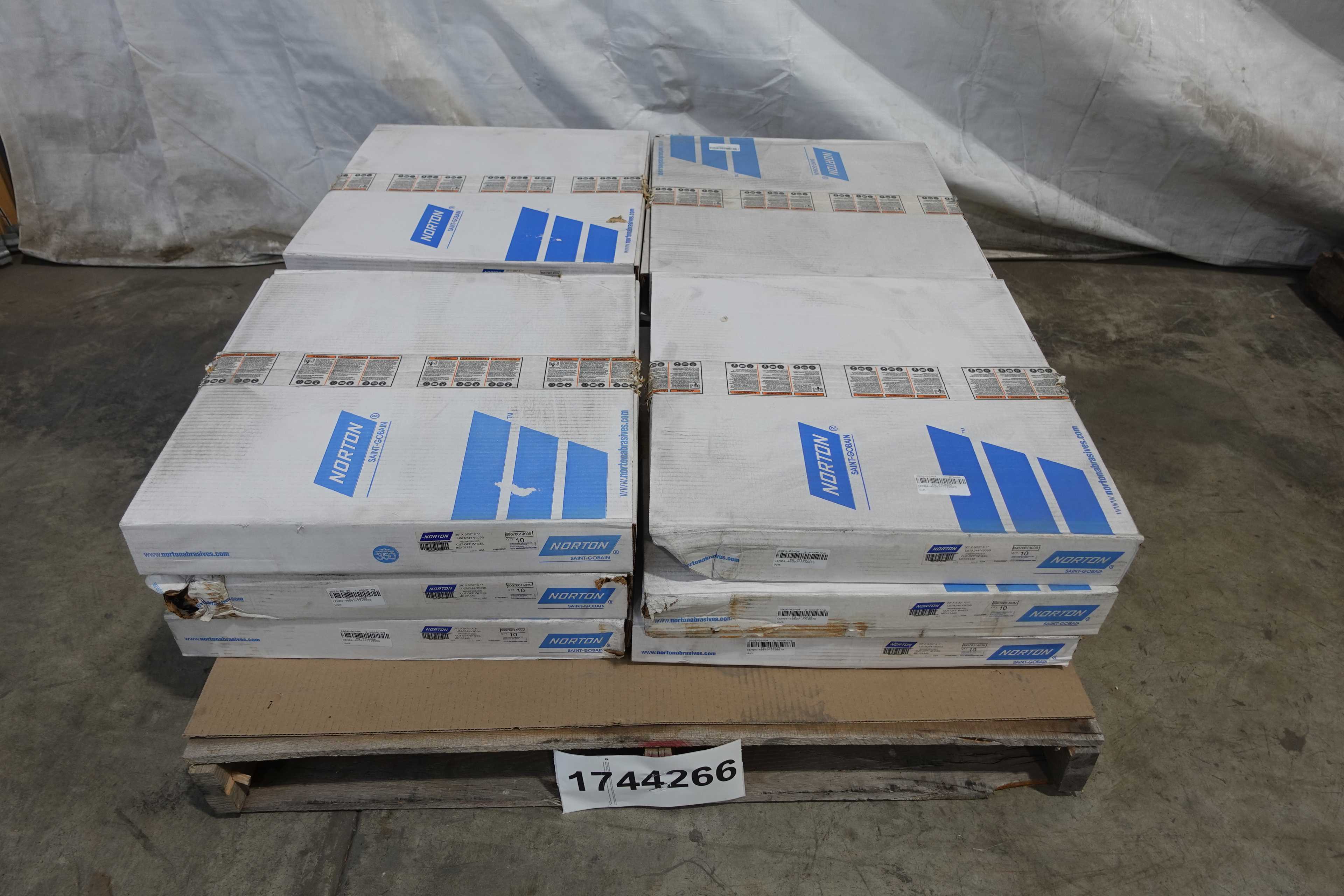 SKU 1744266 - PALLET OF NORTON U57A244-VB25B CUT-OFF WHEELS, 10 PER BOX - GRINDING WHEELS