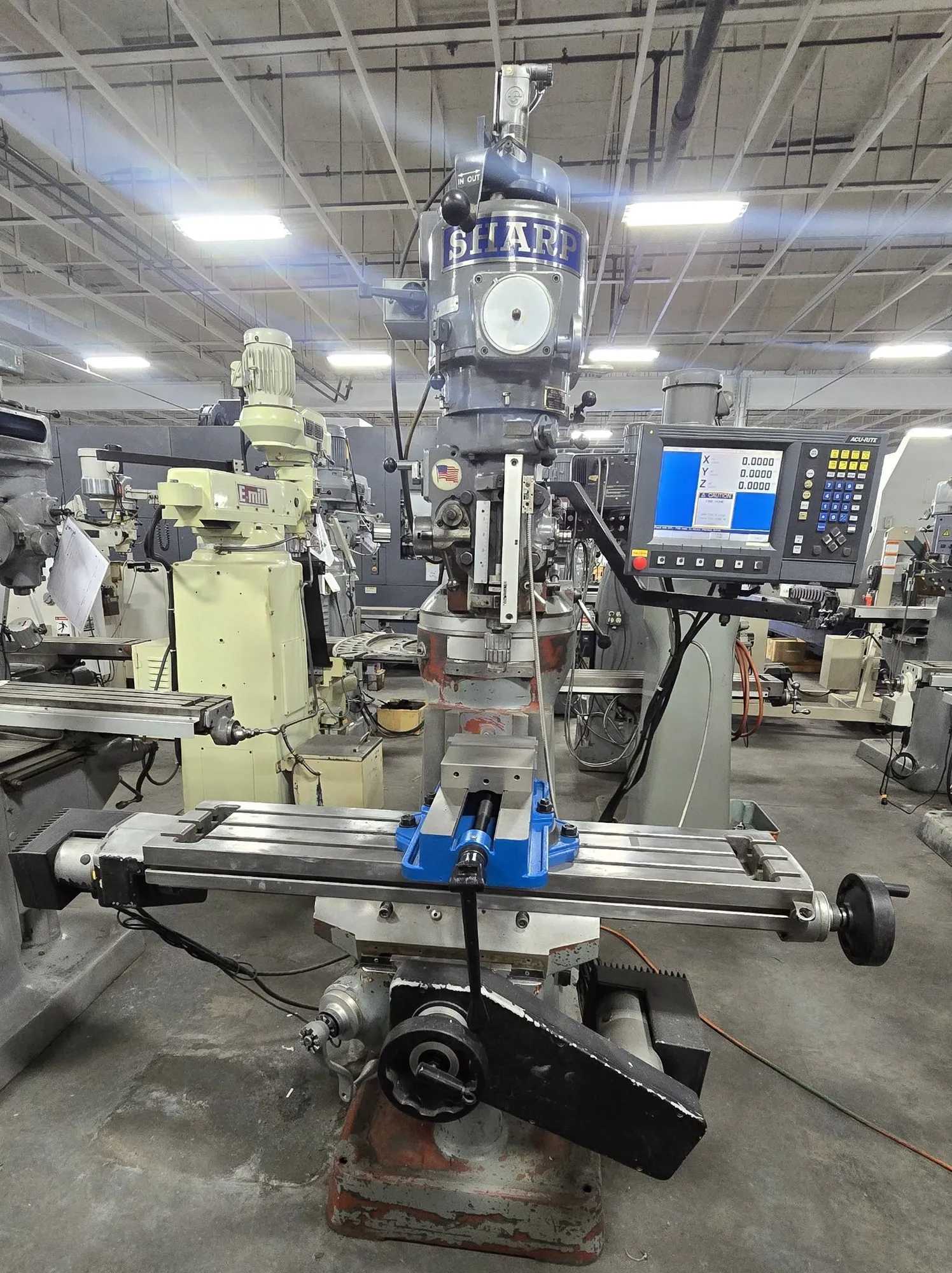 SHARP LMV/MP-2 CNC VERTICAL KNEE MILL - ACURITE MP2, 9X42 TBL, 25X/11Y/5Z TRAVEL, 3HP - VERTICAL MACHINING CENTERS