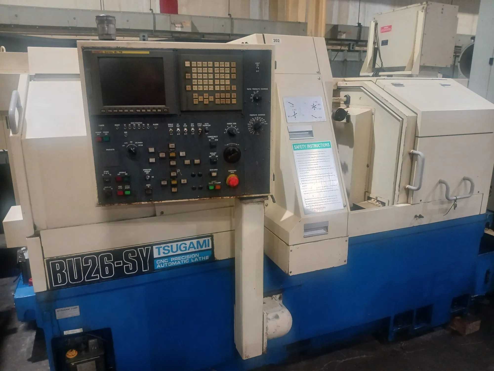 TSUGAMI BU-26SY CNC SWISS LATHE, 1" CAPACITY, 8-AXIS, GANG SLIDE/TURRET, FANUC 18ITB2 - CNC LATHES