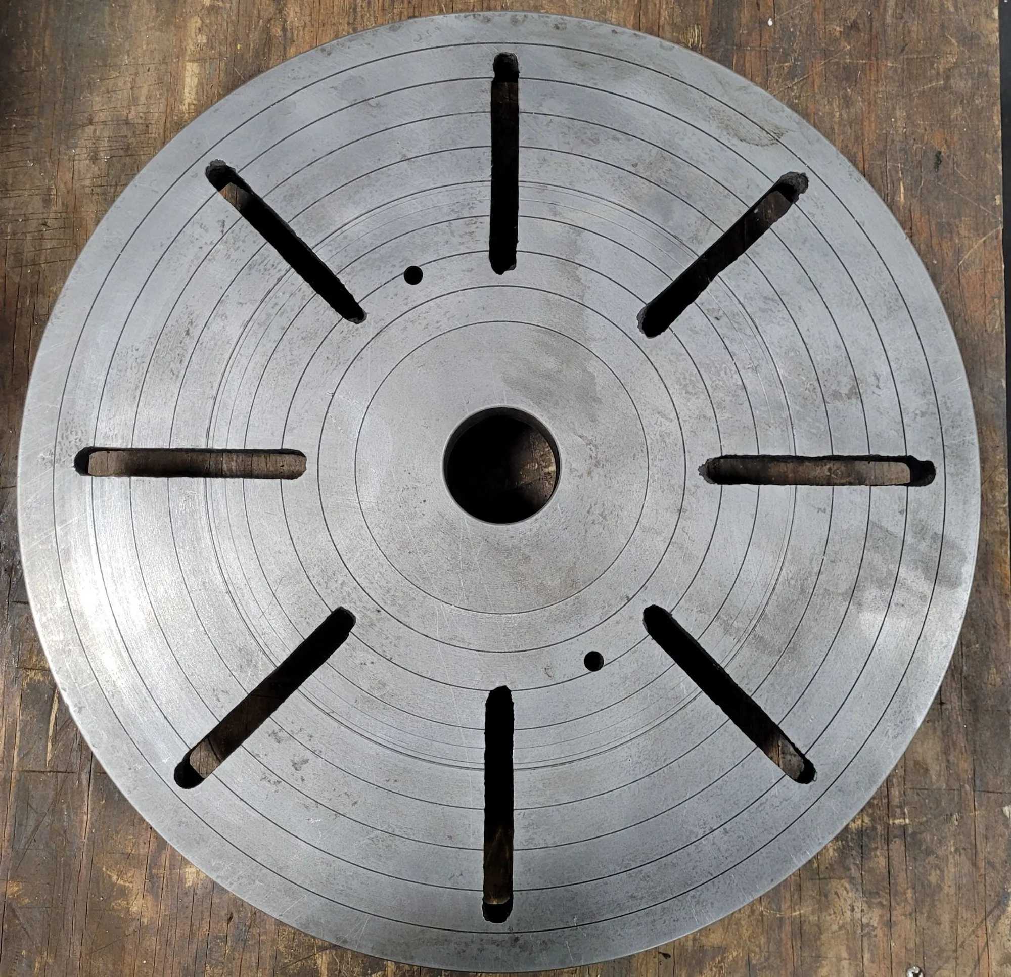 20" LATHE FACE PLATE, D1-6 CAMLOCK MOUNT, 6 PINS, 2.5" THROUGH HOLE - MACHINE TOOLING