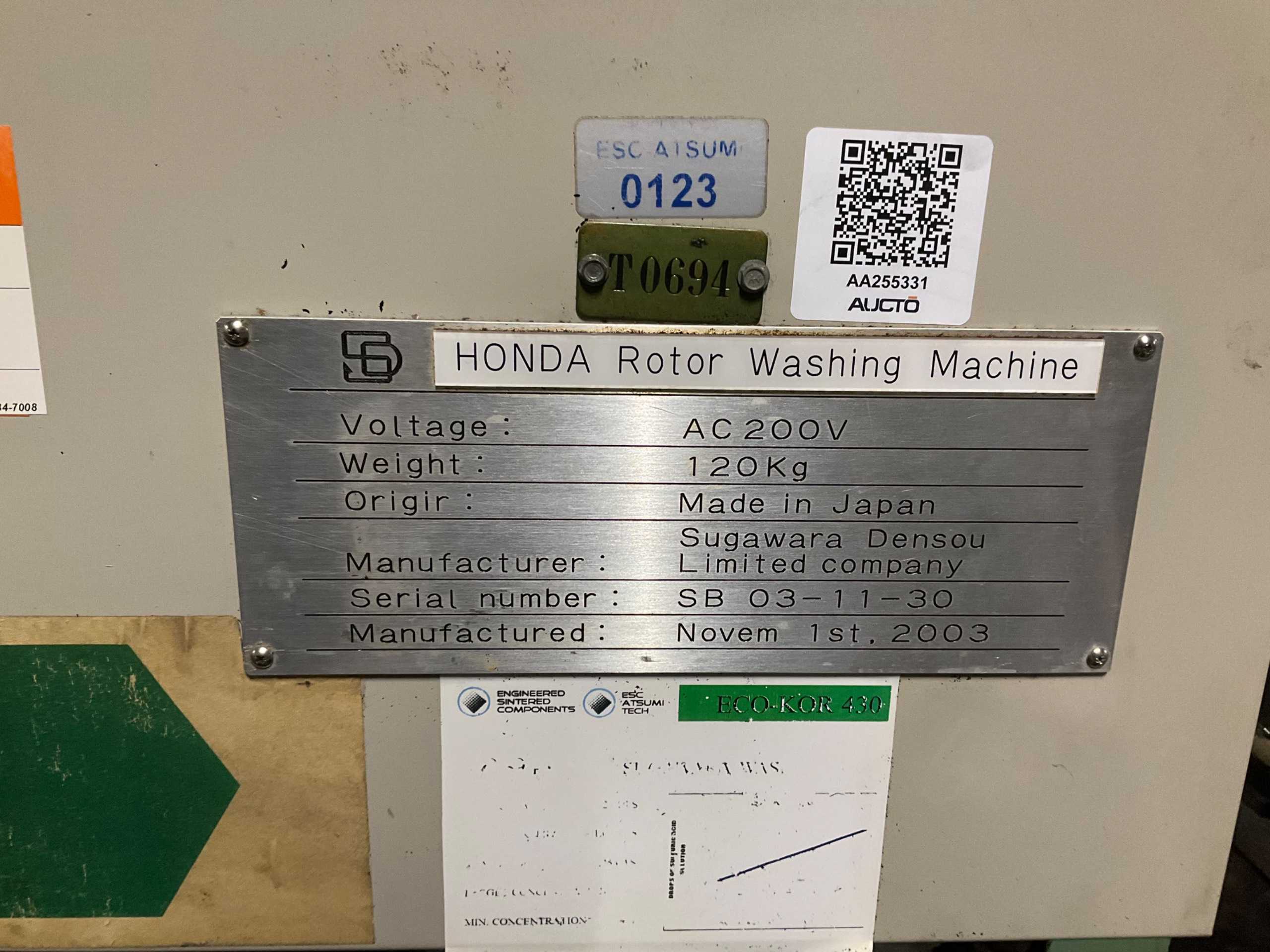 2003 SUGAWARA DENSOU HONDA ROTOR WASHING MACHINE - CLEANING EQUIPMENT