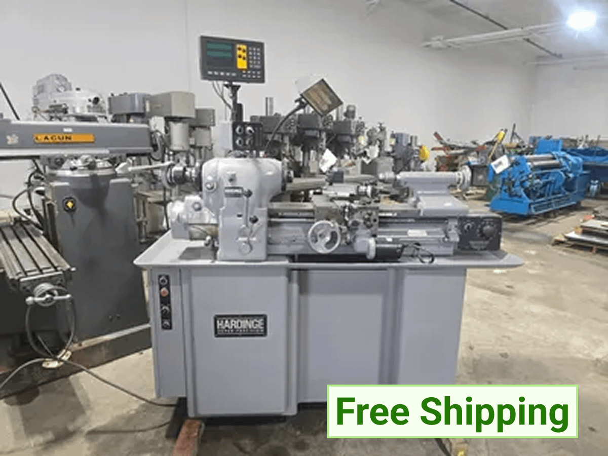 HARDINGE HLV-H WIDE BED TOOL ROOM LATHE W/ 2 AXIS DRO, 4" 3 JAW CHUCK, QUICK CHANGE TOOLPOST - MANUAL LATHES
