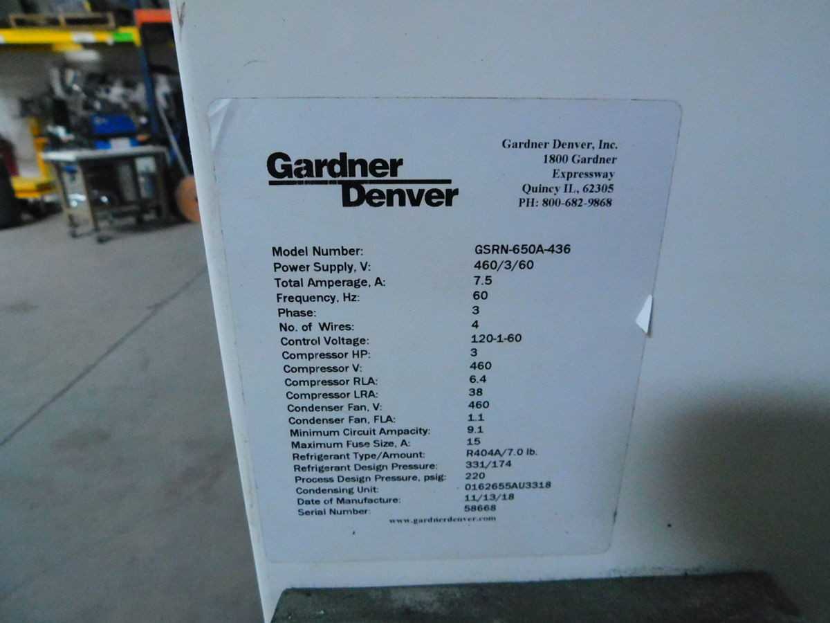 GARDNER-DENVER GSRN-650A-436 REFRIGERATED AIR DRYER, 650 SCFM FLOW, 38°F DEW POINT - AIR DRYERS