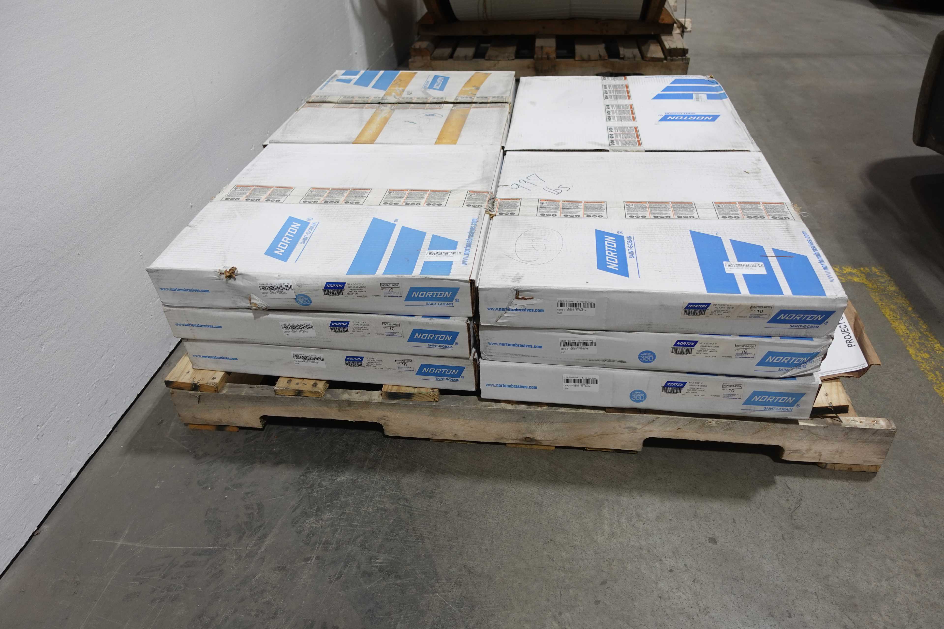 SKU 1744262 - PALLET OF NORTON U57A244-VB25B CUT-OFF WHEELS, 10 PER BOX - GRINDING WHEELS
