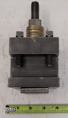 SQUARE TOOL POST HOLDER, DIMENSIONS: 3.25" W X 3.25" L X 3.25" H (W/O BOTTOM PLATE), 1.5" GAP - MACHINE TOOLING
