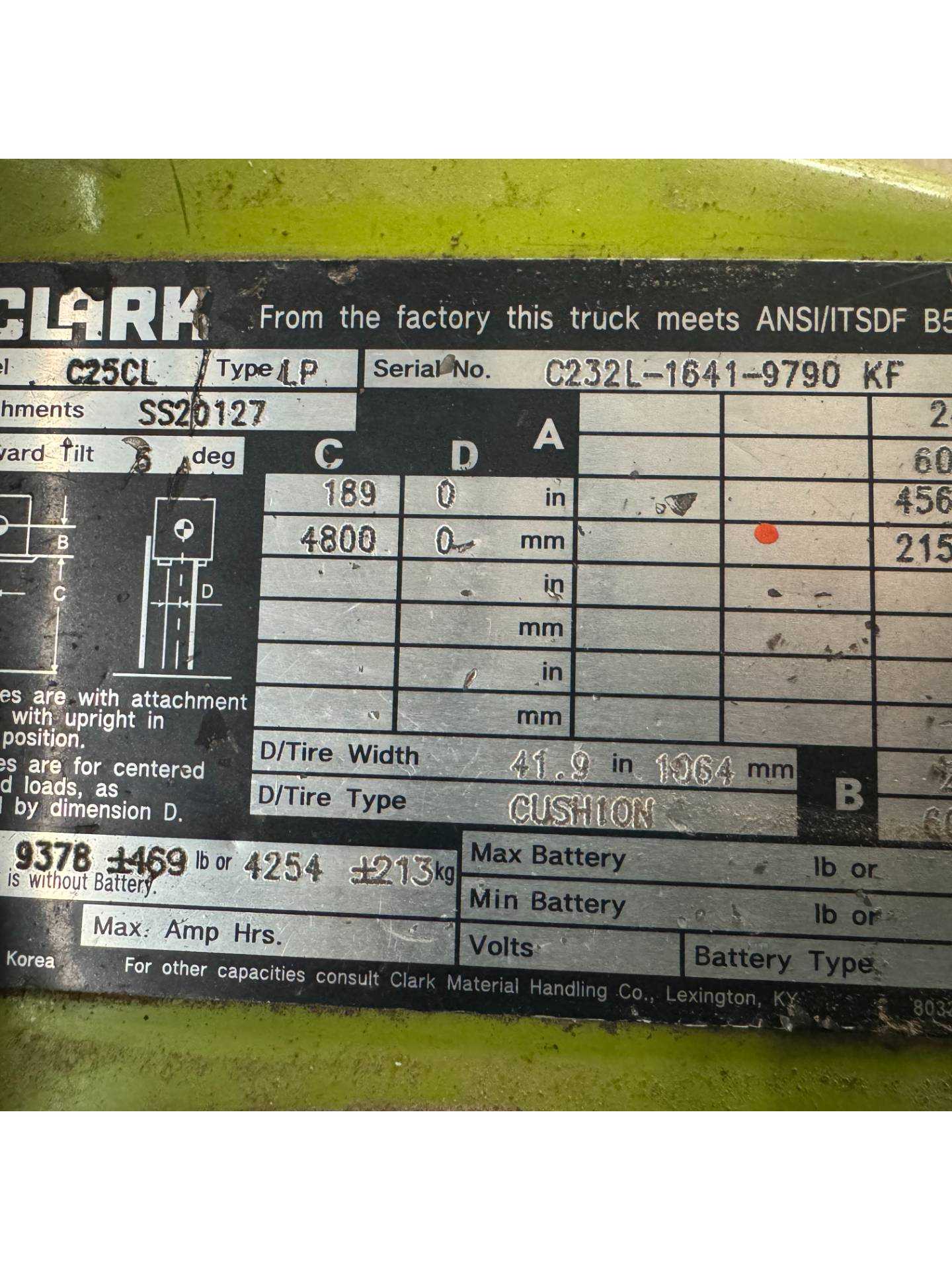 CLARK C25CL SIT-DOWN FORKLIFT - SIT-DOWN FORKLIFTS