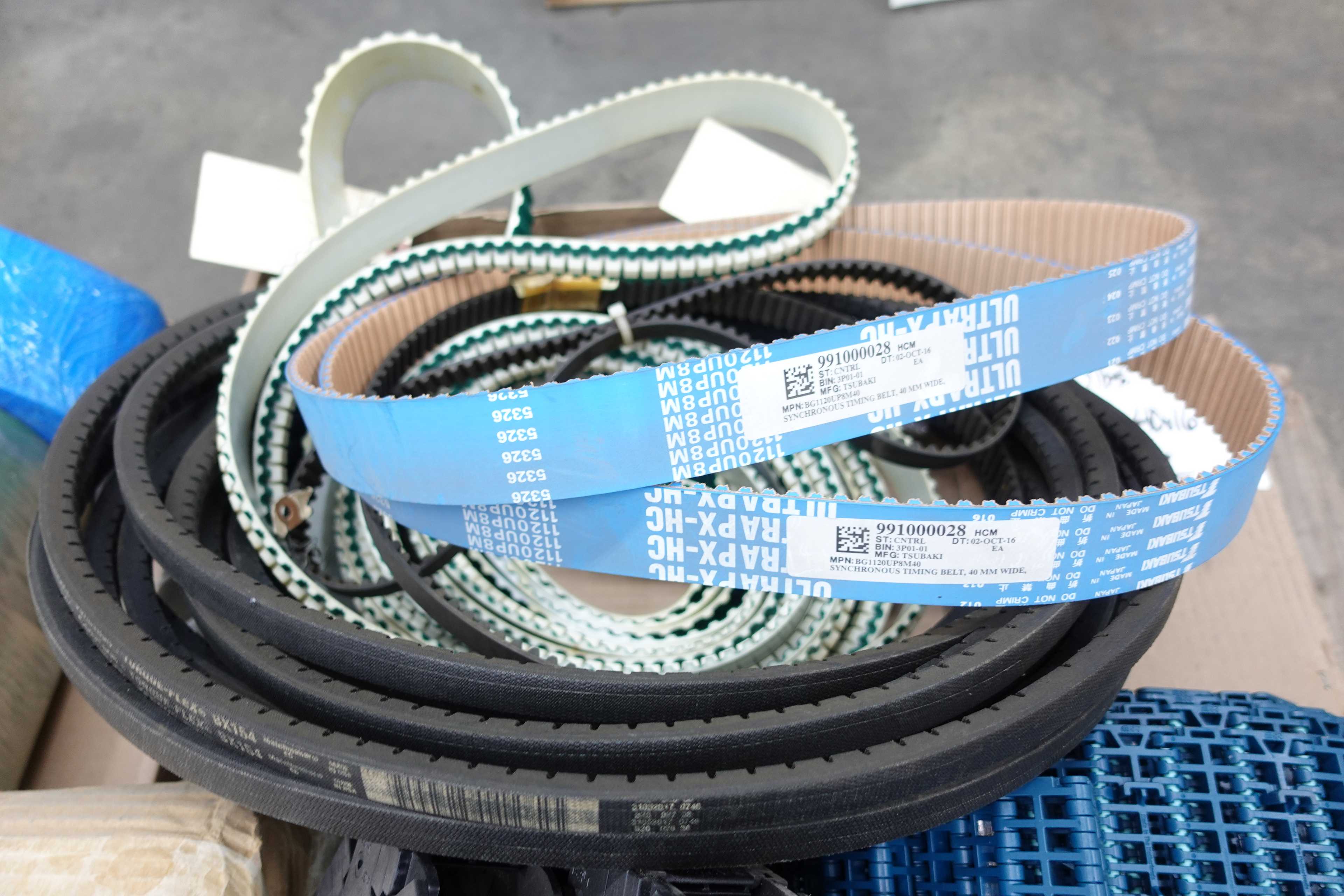 3 PALLETS OF CONVEYOR BELTS AND ACCESSORIES - CONVEYOR PARTS