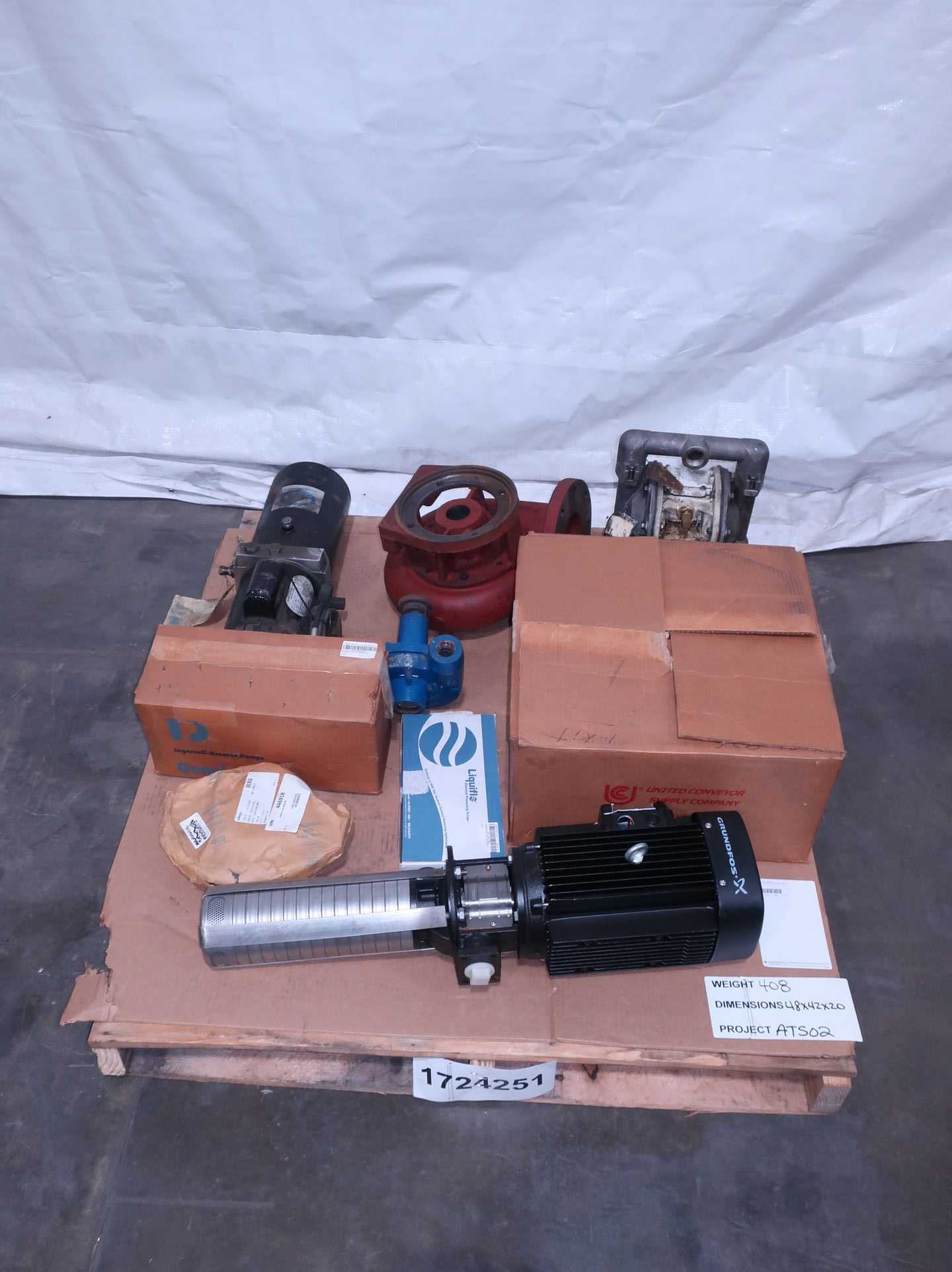SKU 1724251 - PALLET OF ASSORTED PUMPS AND PUMP PARTS - PUMP REPLACEMENT PARTS