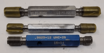 GO/NO GO PLUG GAUGE SET (3) - 9/16-18 UNC 2A, 1/2-20 UNF 2A, .5625-12 UNC-2B - MACHINE TOOLING