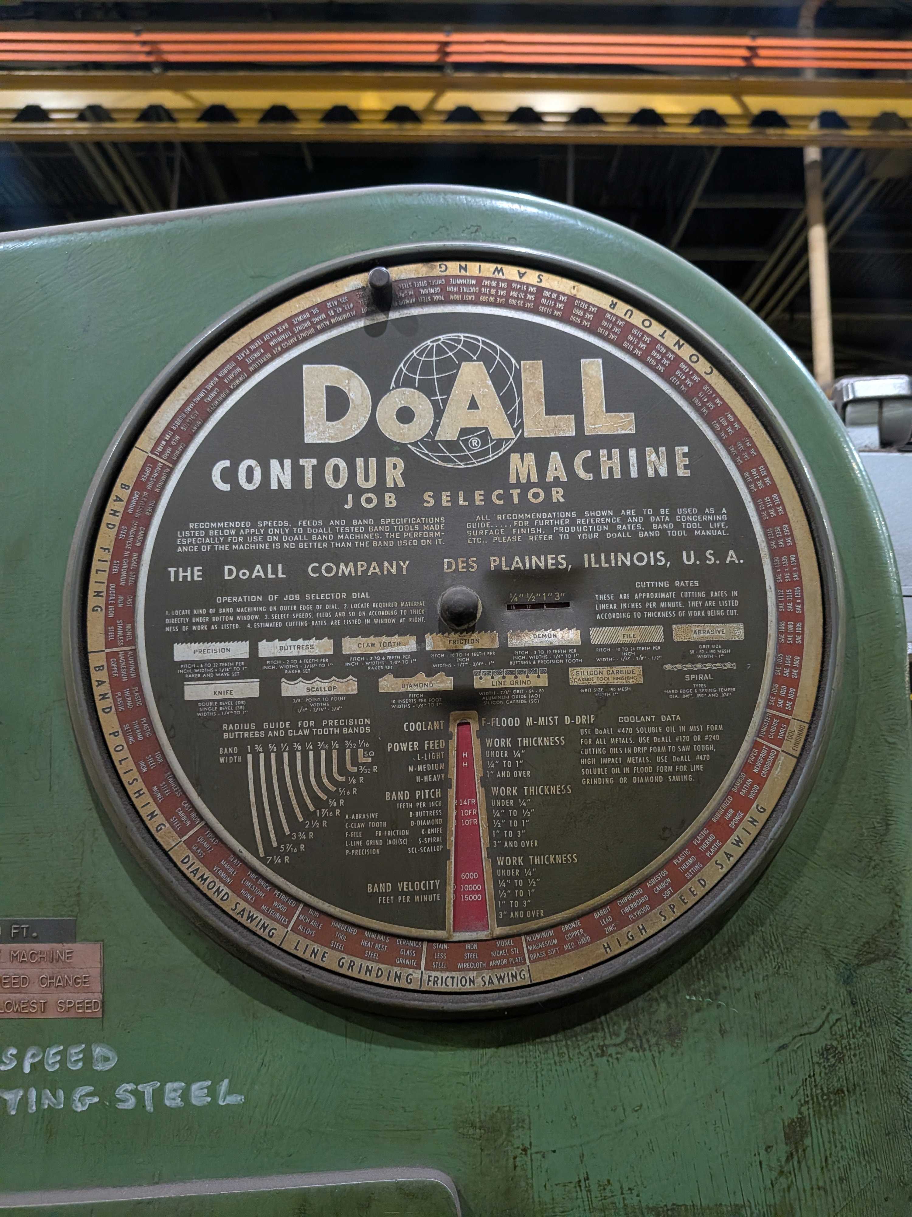 DOALL 16-3 VERTICAL CONTOUR BAND SAW, 3 HP, 16IN THROAT, 25-6000 FPM, HYDRAULIC TABLE FEED - VERTICAL BAND SAWS