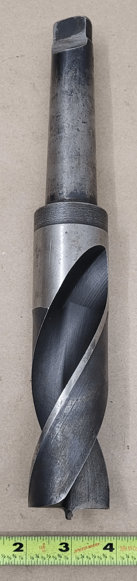 HSS TWIST DRILL, 1-3/4" DIA, 12" OAL, 4MT TAPER SHANK, 5" SHANK, 2 SPIRAL FLUTES, 6" FLUTE - MACHINE TOOLING