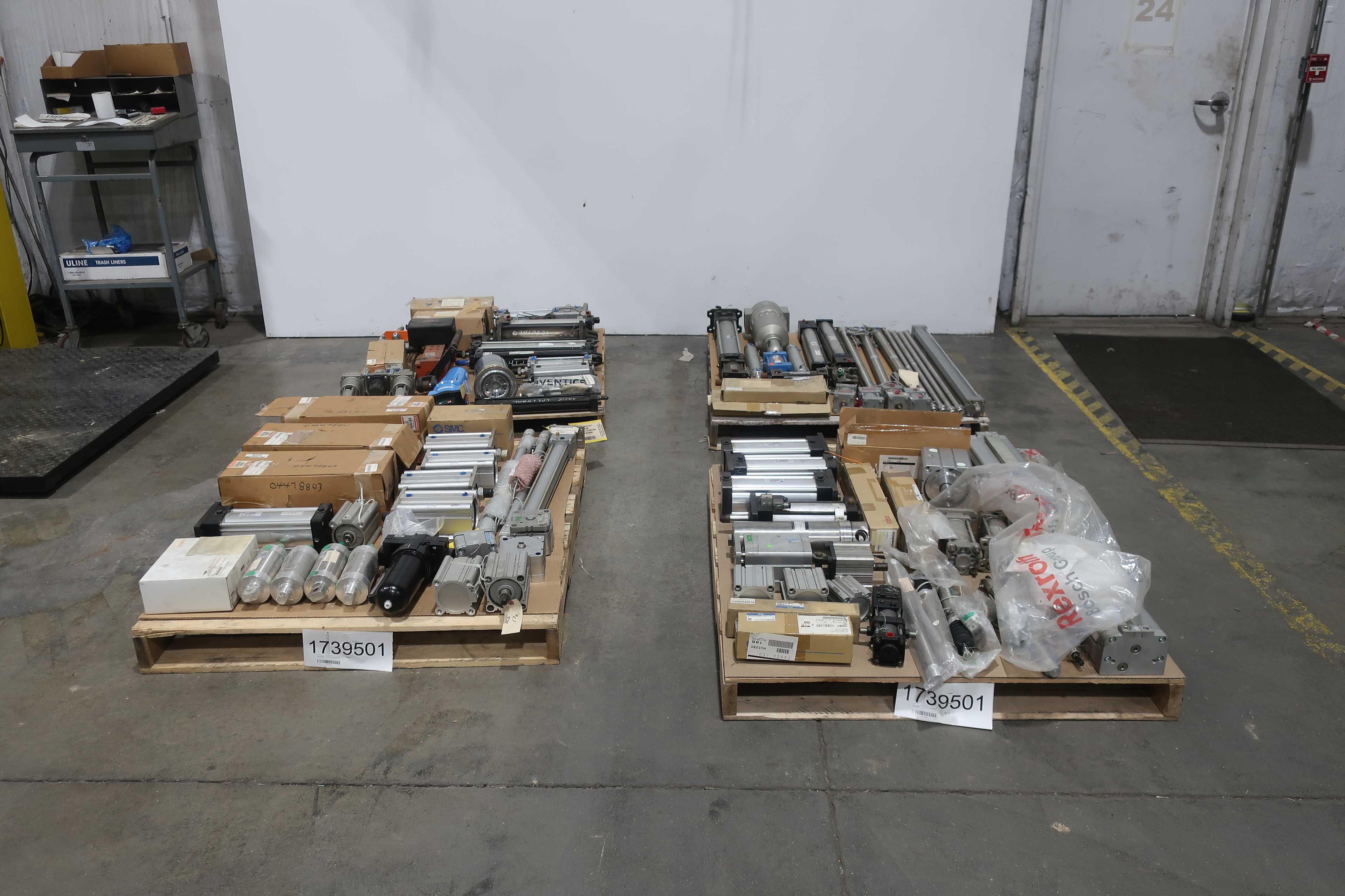 SKU 1739501 - 4 PALLETS OF ASSORTED PNEUMATICS - PNEUMATIC PARTS