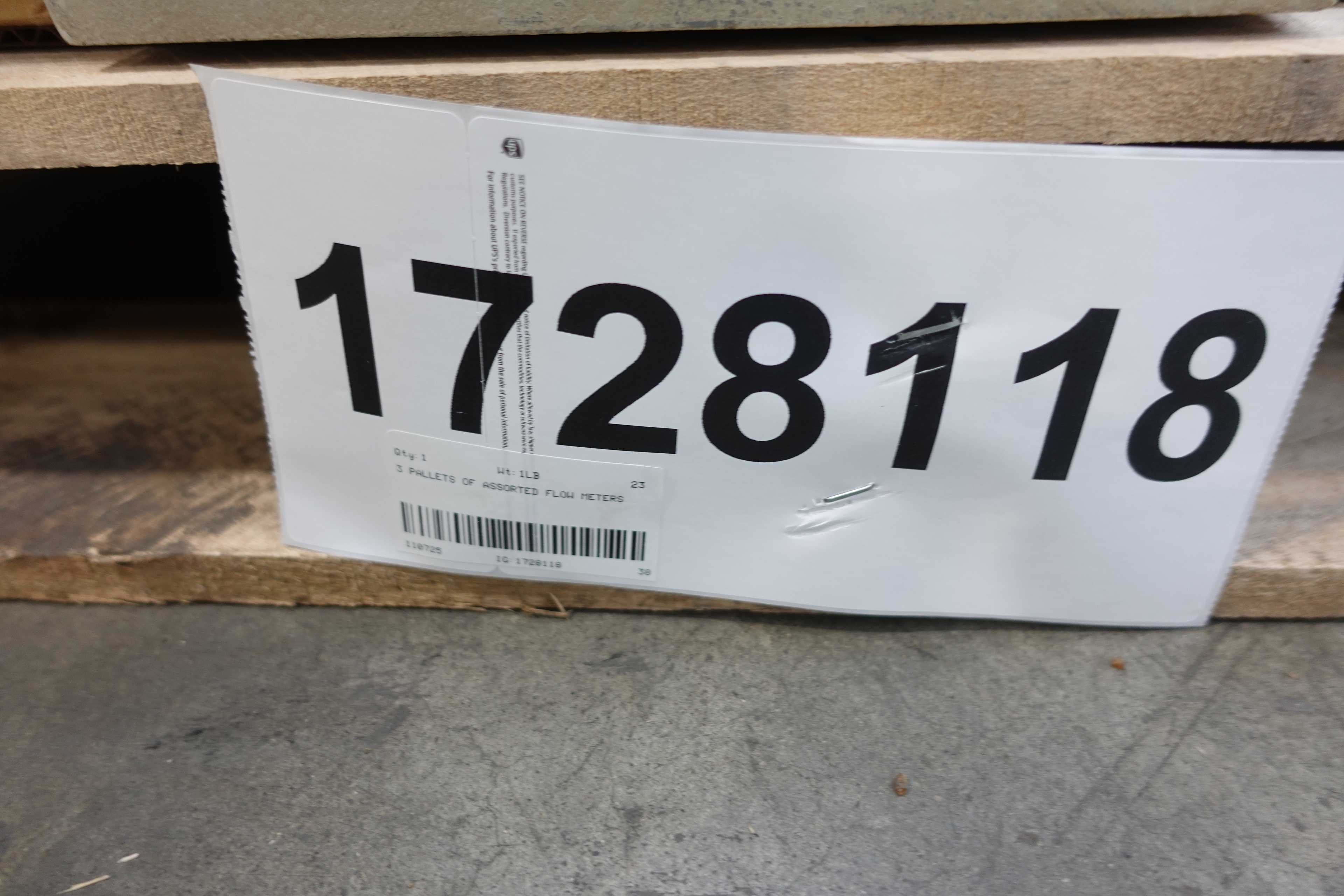 SKU 1728118 - 3 PALLETS OF ASSORTED FLOW METERS - FLOW METER
