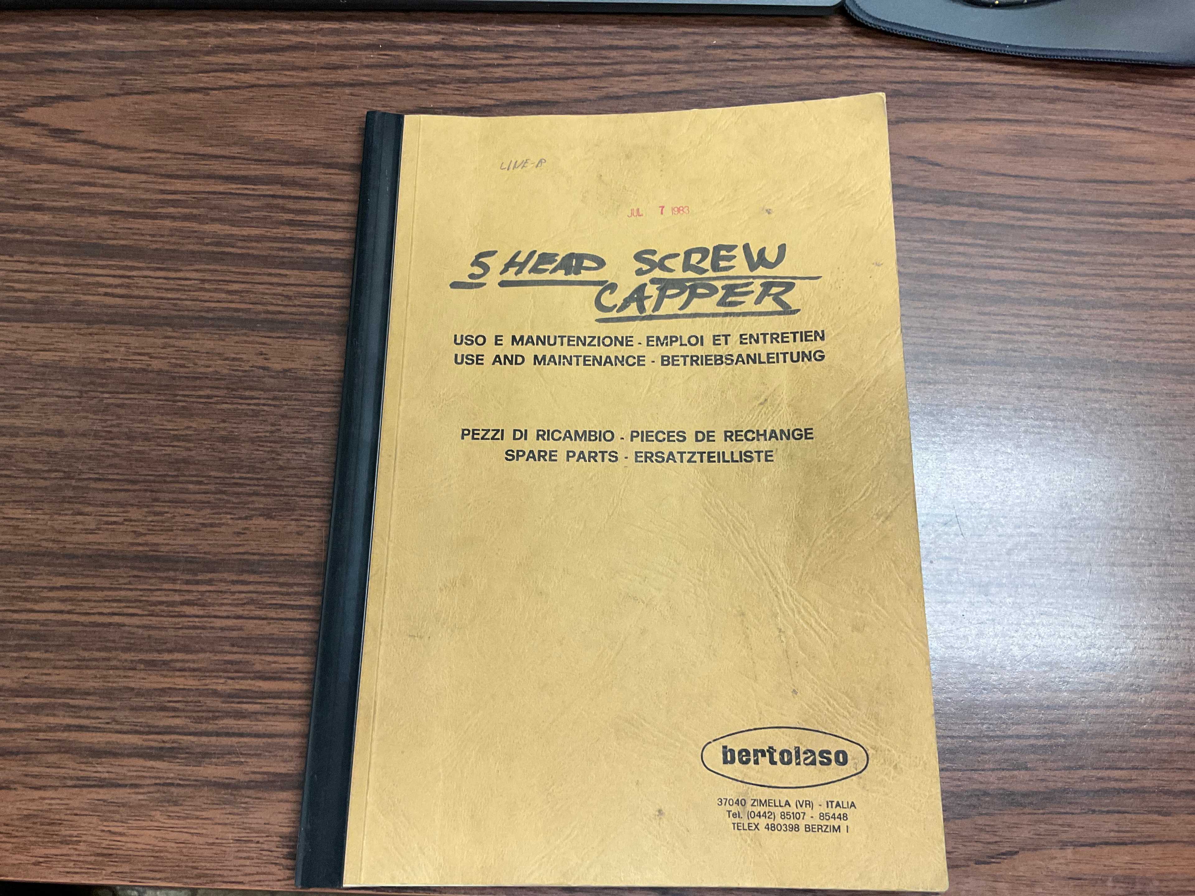 1983 BERTOLASO SIGMA 105 SCREW CAPPER - FOOD & BEVERAGE