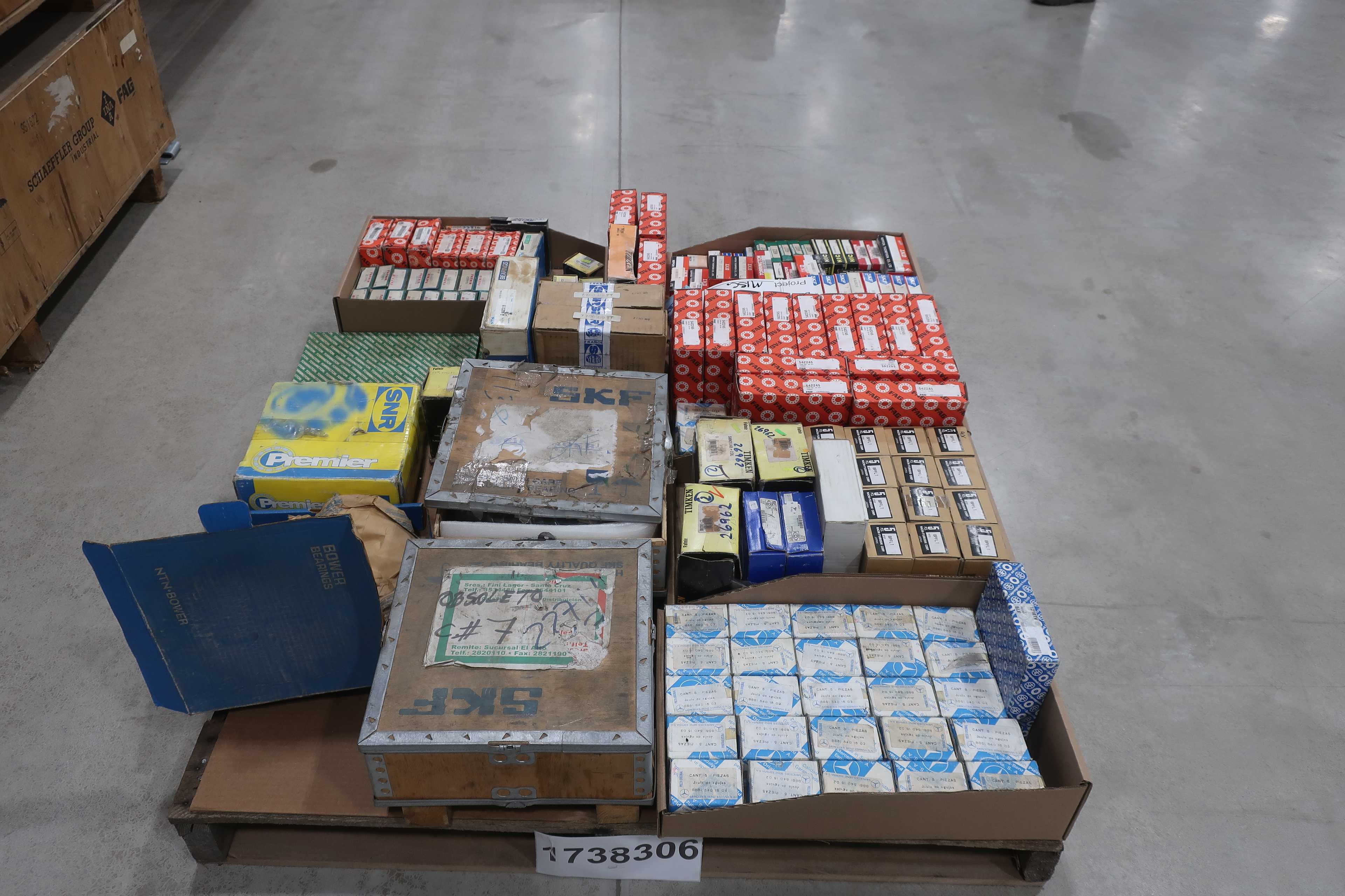 SKU 1738306 - PALLET OF ASSORTED ROLLER BEARINGS, SNR, SKF, TORRINGTON, NTN, FAG, NACHI, TIMKEN